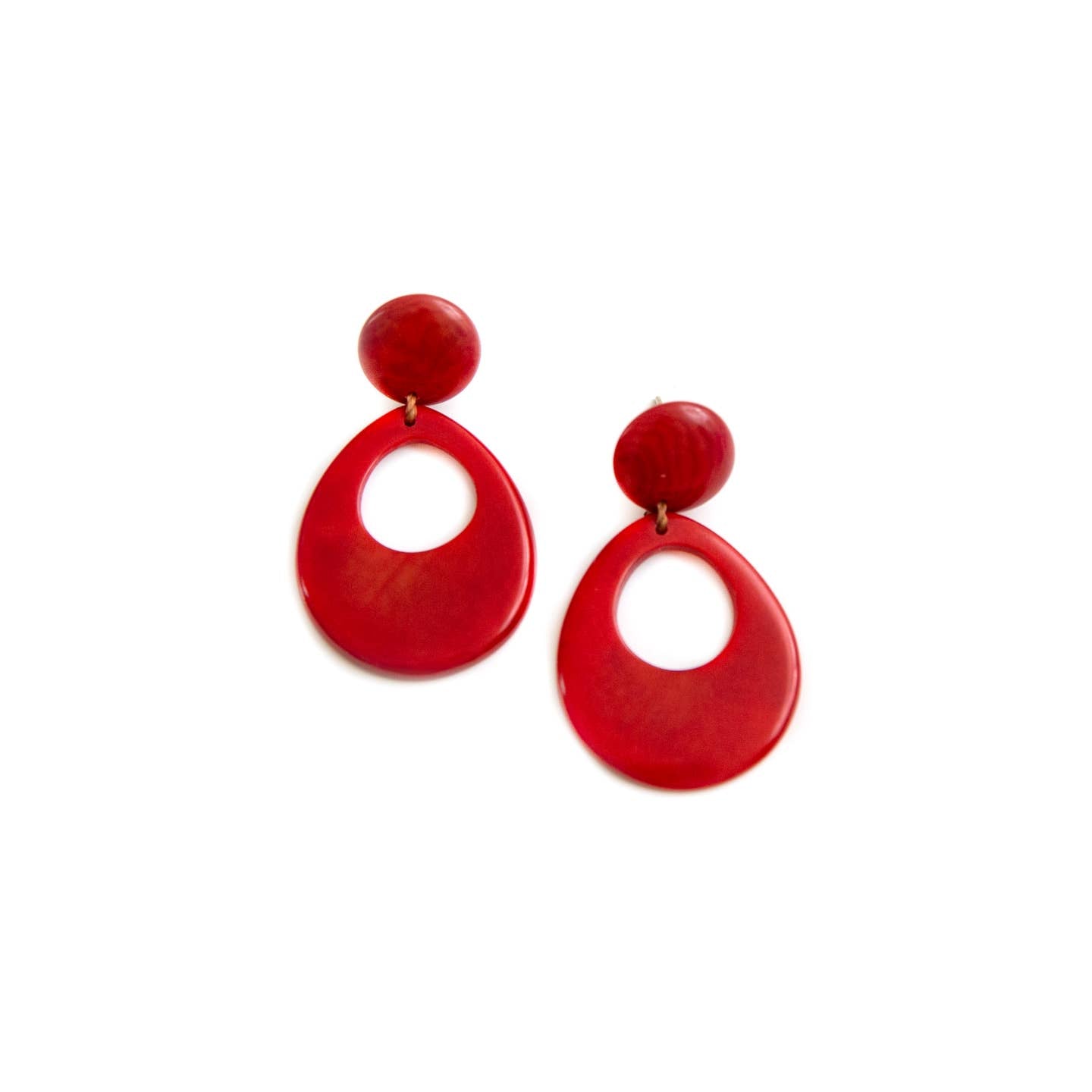 Sourire Multicolore Boucles d’oreilles Mimi en ivoire végétal rouge