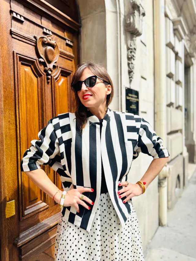 PANTRUCHE Vestes STRIPE veste rayée noir et blanc en coton