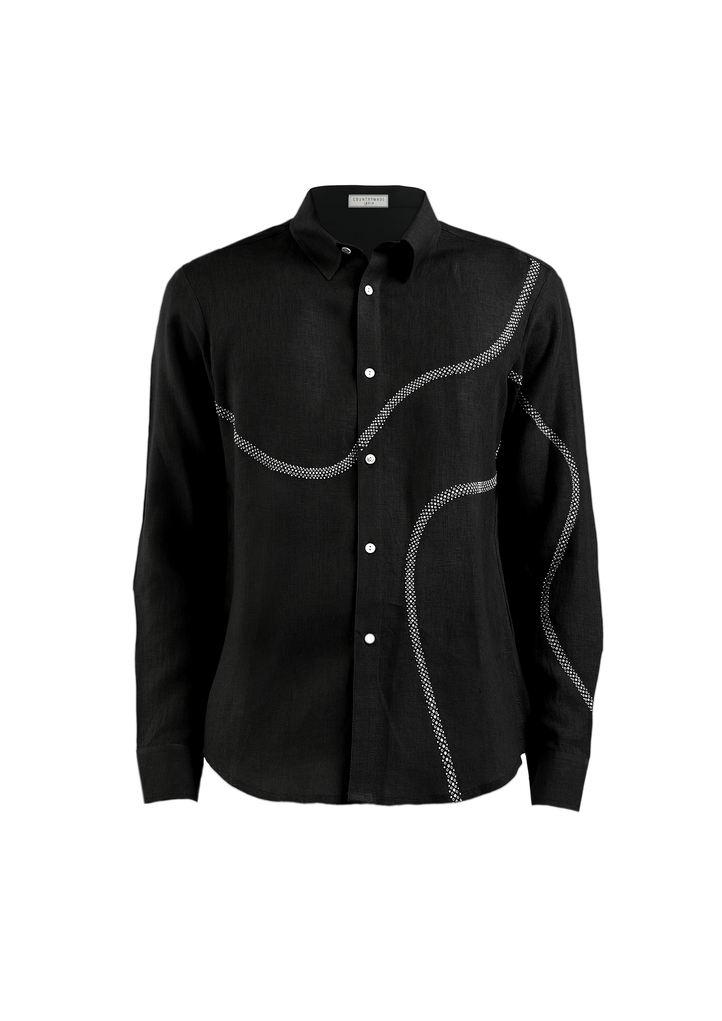 COUNTRYMADE Shirts Coil Embroidered Shirt chemise noire coton brodé