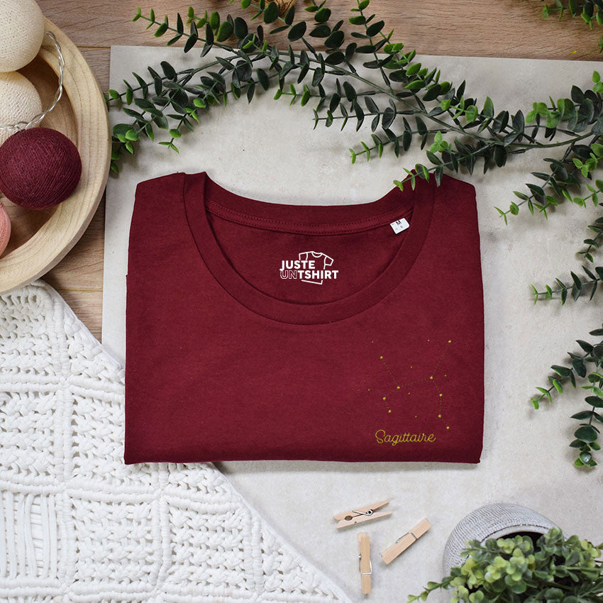 Juste Un T-shirt T-shirts Brodés Sagittaire t-shirt brodé blanc astro