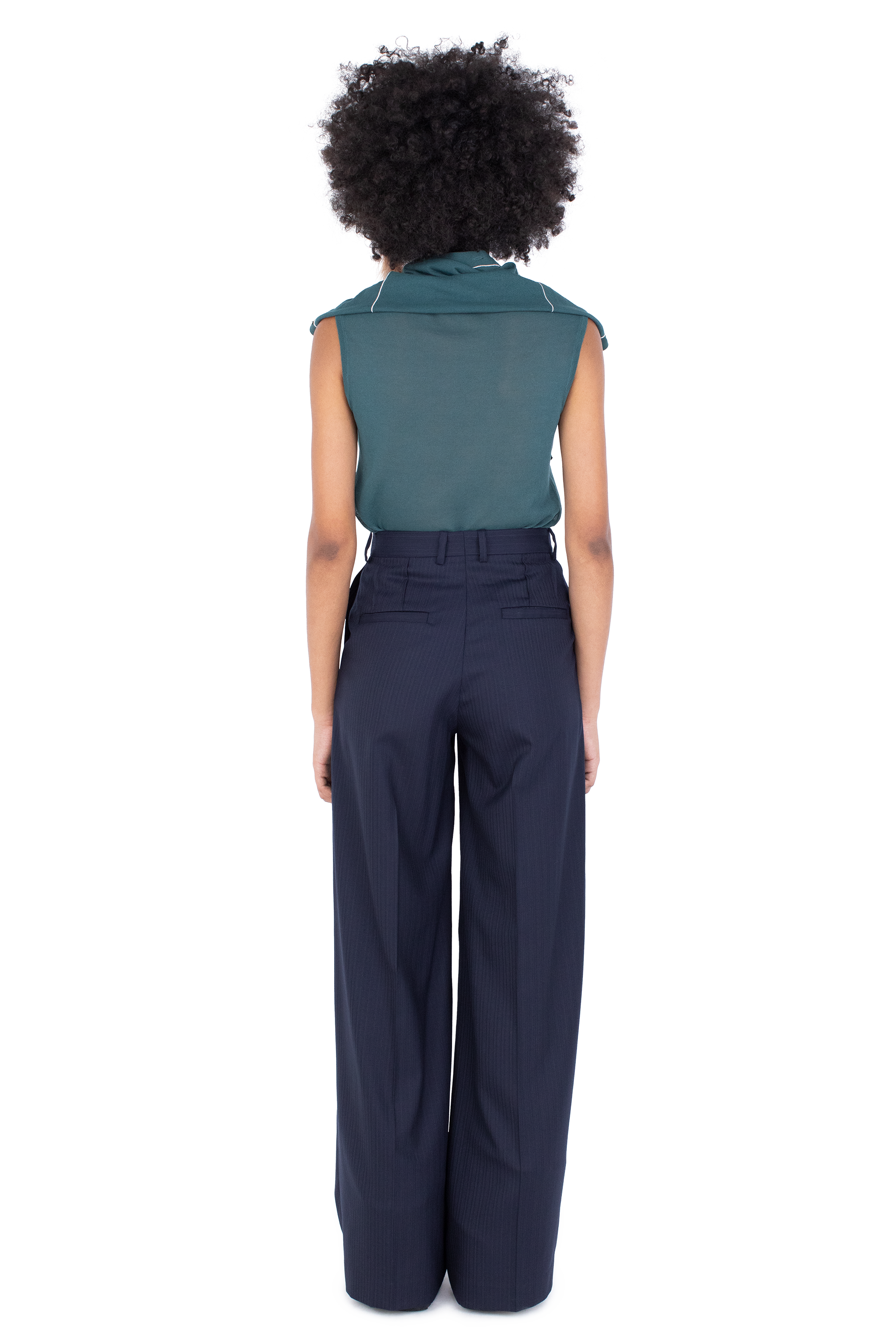 Kiko Kostadinov Bottoms TRIPOLINA Tailored Trousers pantalon Navy laine