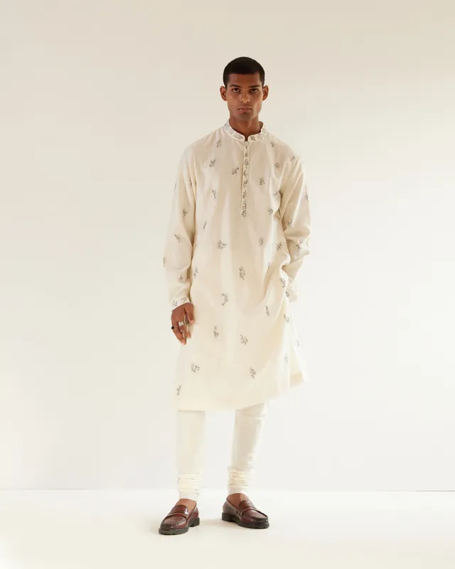 COUNTRYMADE Kurtas Camo Motif Hand Embroidered Kurta Set ivoire