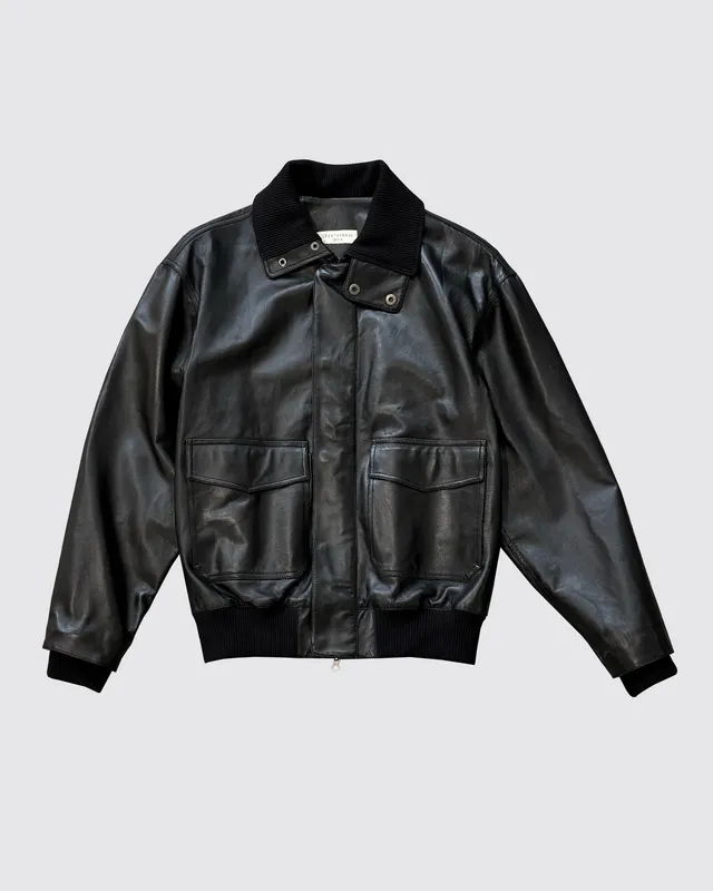 COUNTRYMADE Jackets BLACK LEATHER BOMBER blouson cuir noir