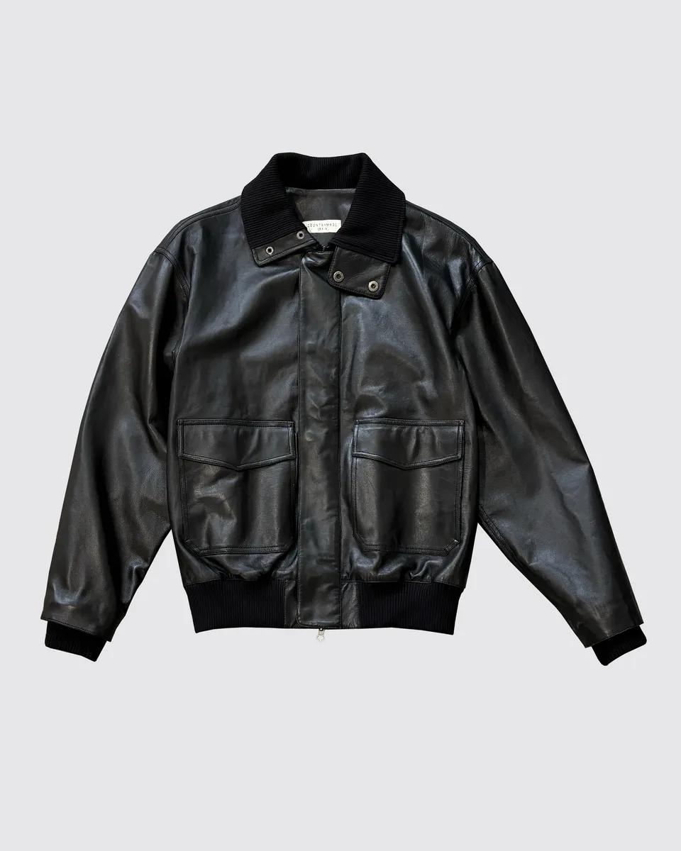 COUNTRYMADE Jackets BLACK LEATHER BOMBER blouson cuir noir