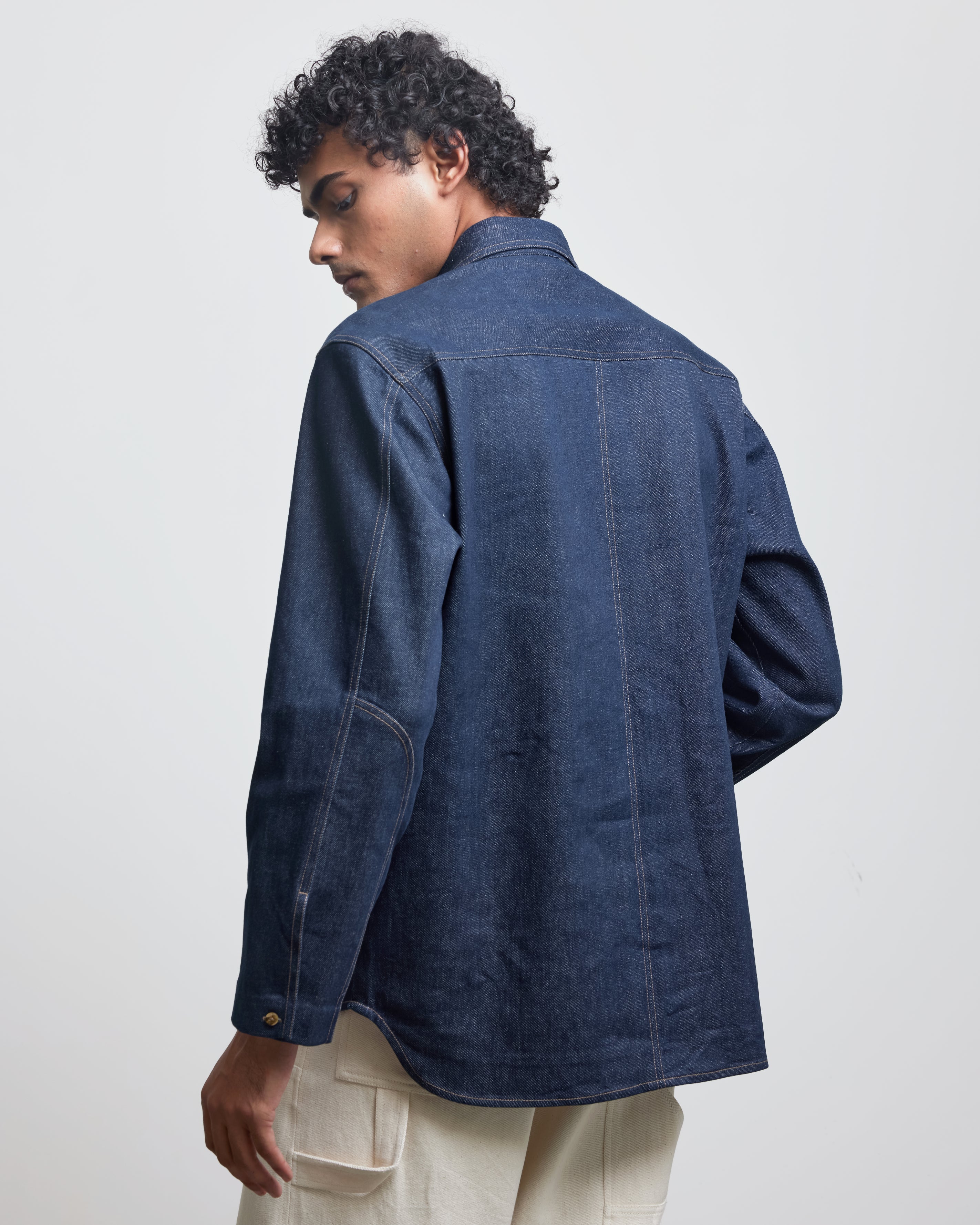 COUNTRYMADE Shirts FAUX BUTTONHOLE DENIM HALF-PLACKET SHIRT chemise denim
