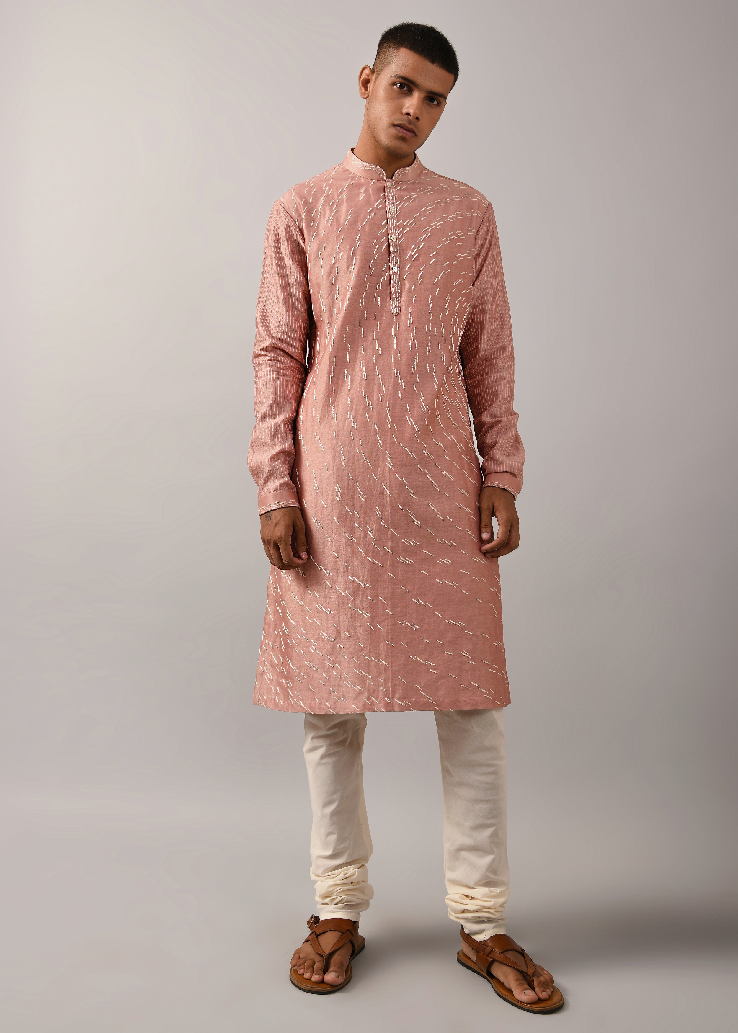 COUNTRYMADE Kurtas Shooting Star Embroidered Kurta Set ensemble kurta rose chanderi