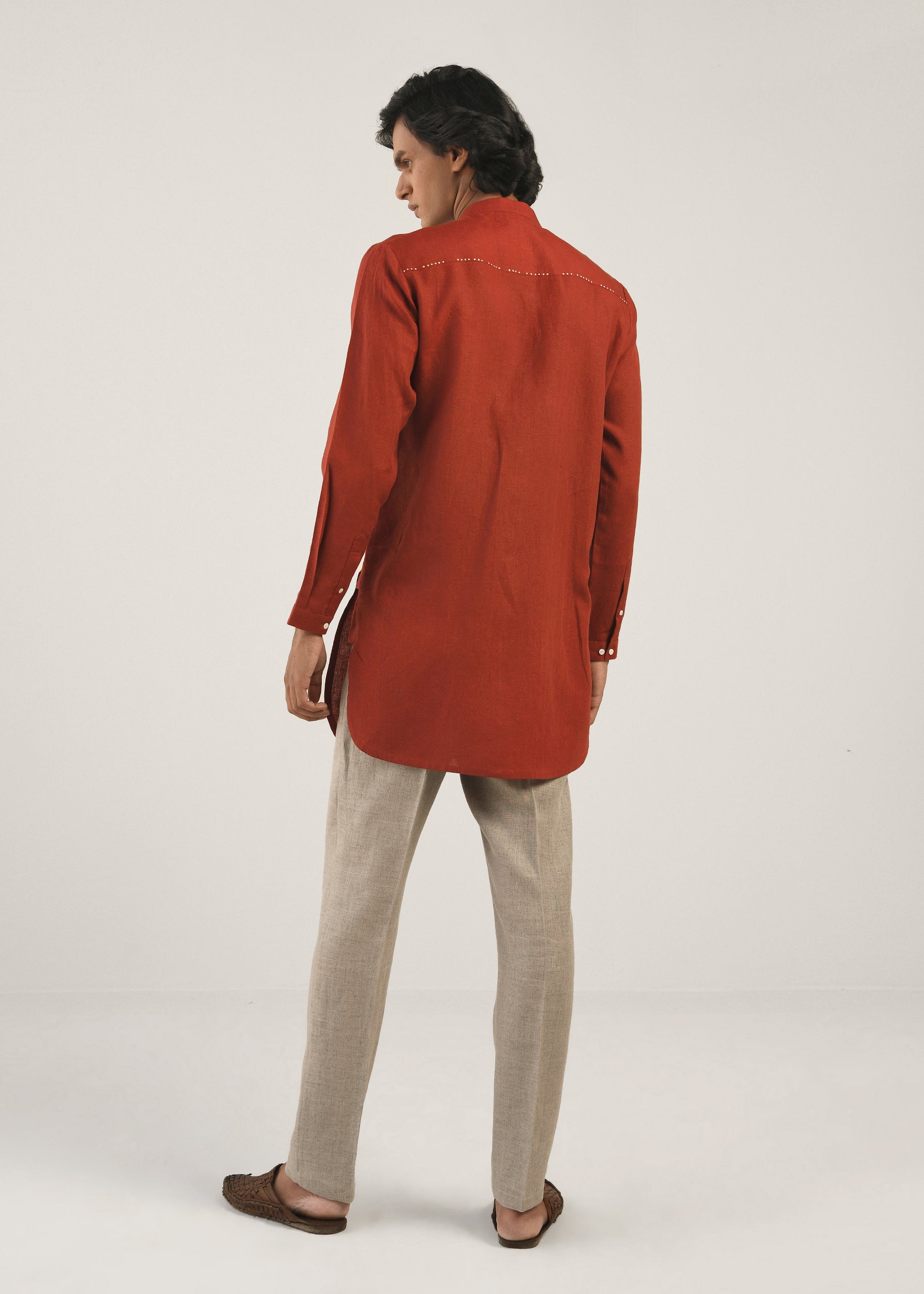 COUNTRYMADE Kurtas Speckled Short Kurta kurta court en lin rouge terre