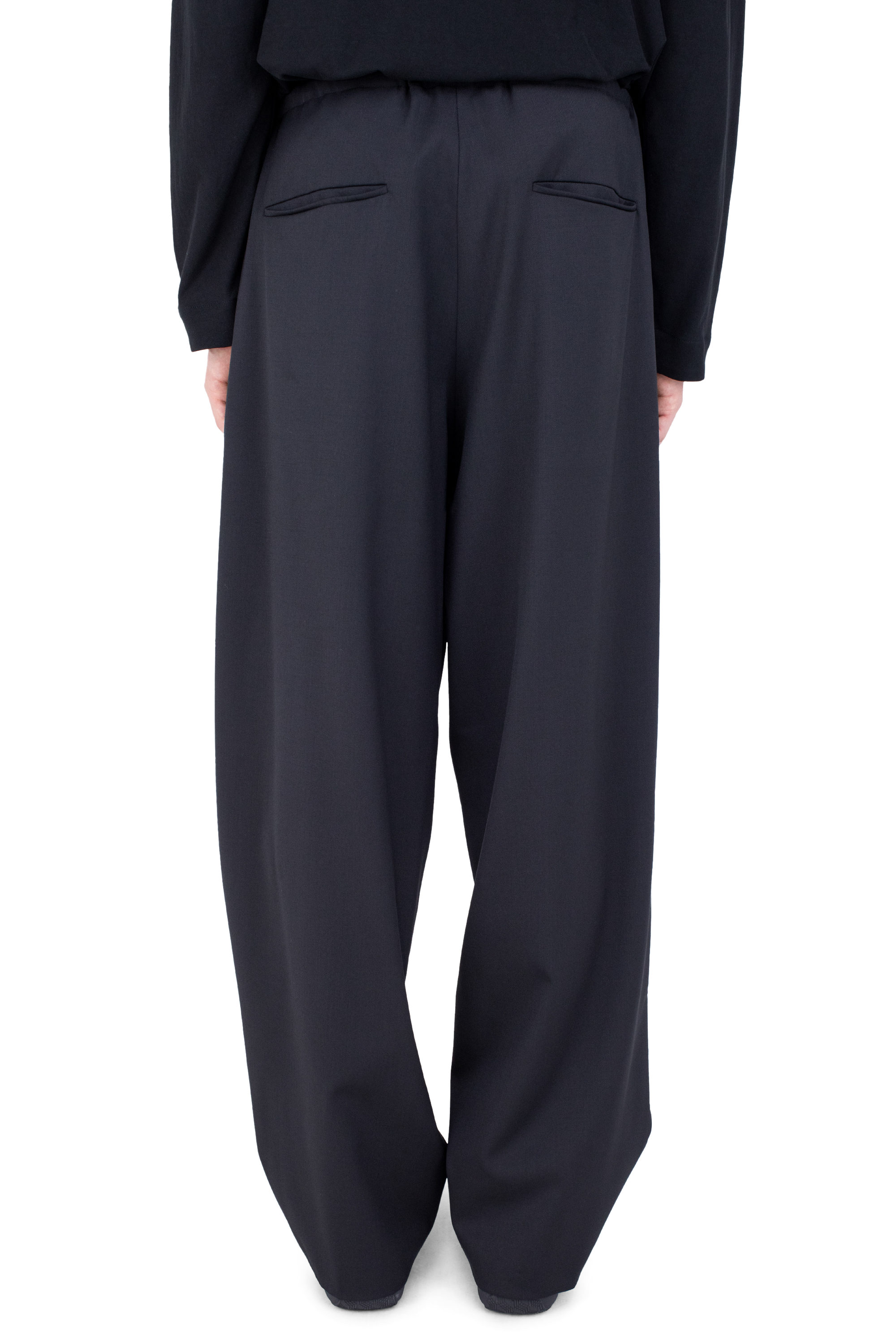 Kiko Kostadinov Bottoms LAAN Gathered Trousers pantalon Crow Black en laine légère