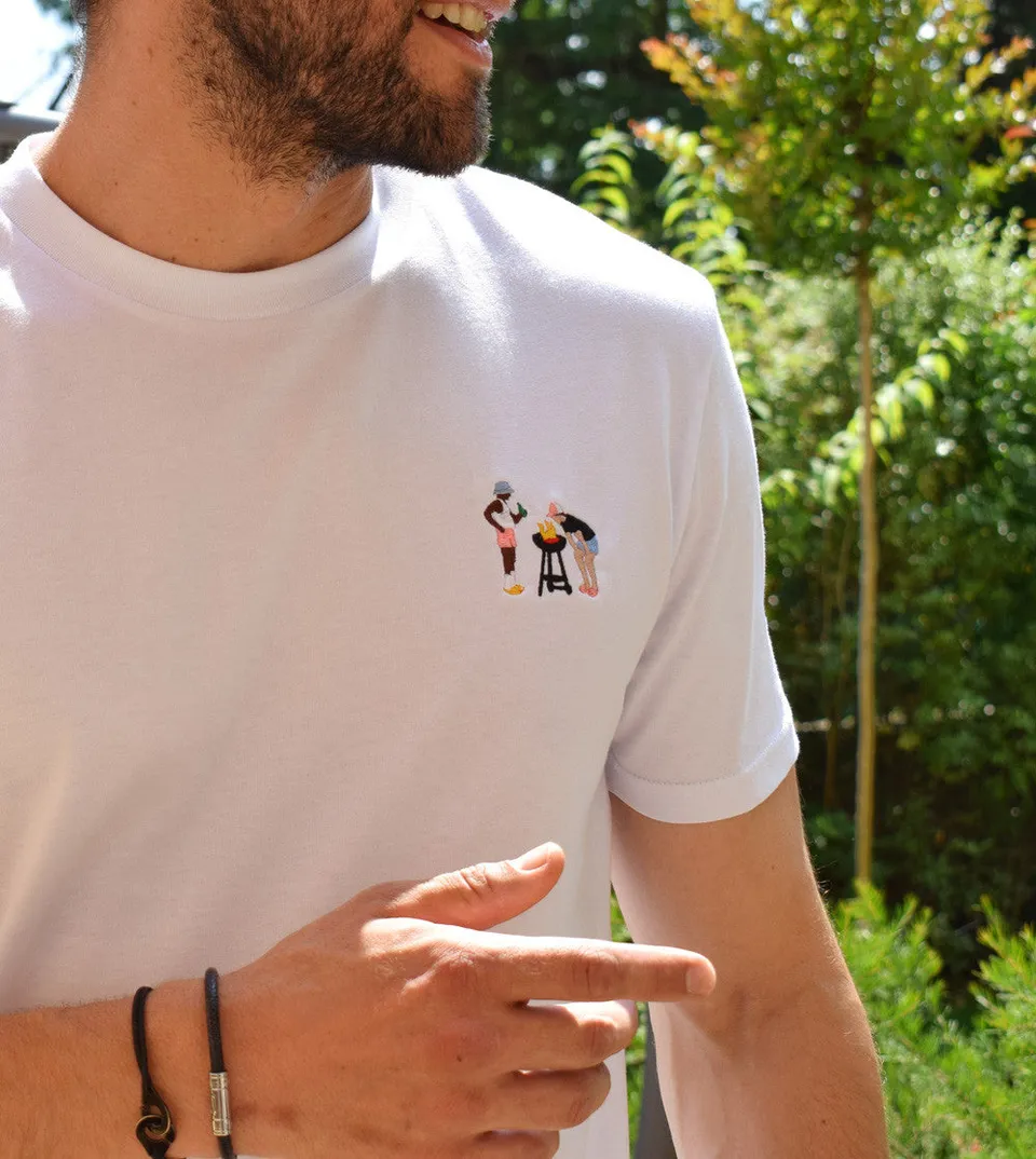 Juste Un T-shirt T-shirts Brodés Barbecue des vacances t-shirt brodé bio
