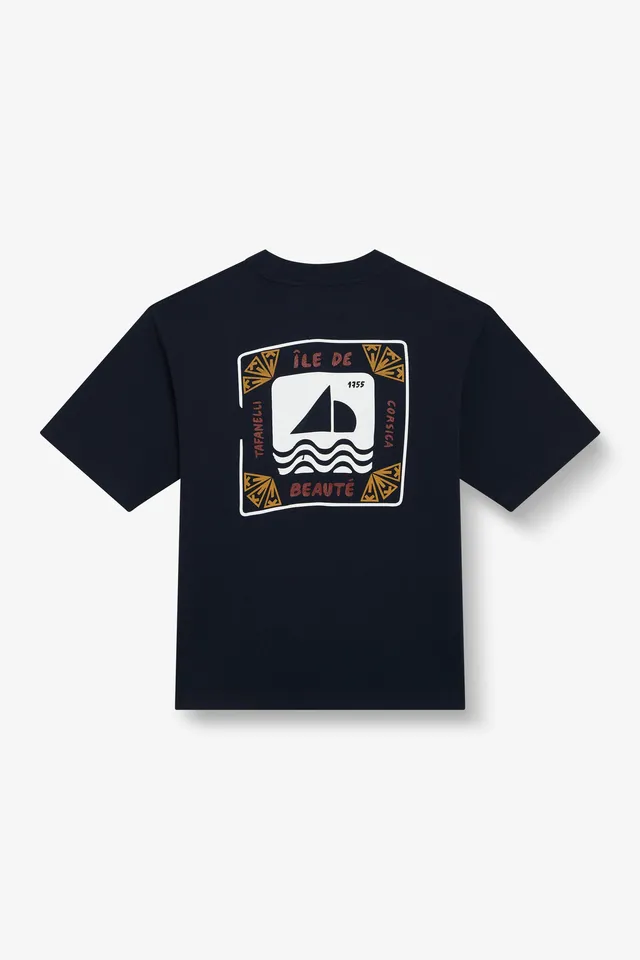 TAFANELLI T-Shirts L'ÎLE DE BEAUTÉ t-shirt bleu marine 280 g coton
