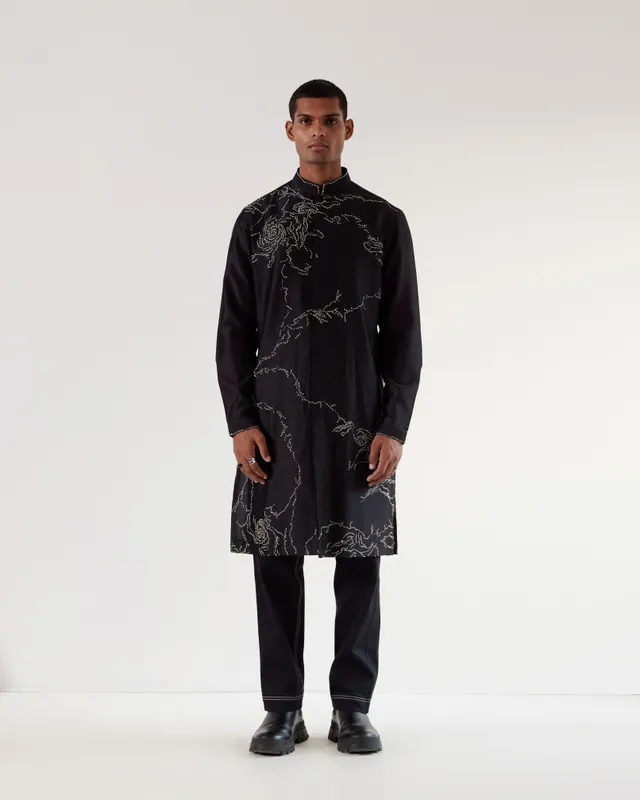 COUNTRYMADE Samsara Black Hole ensemble kurta noir brodé