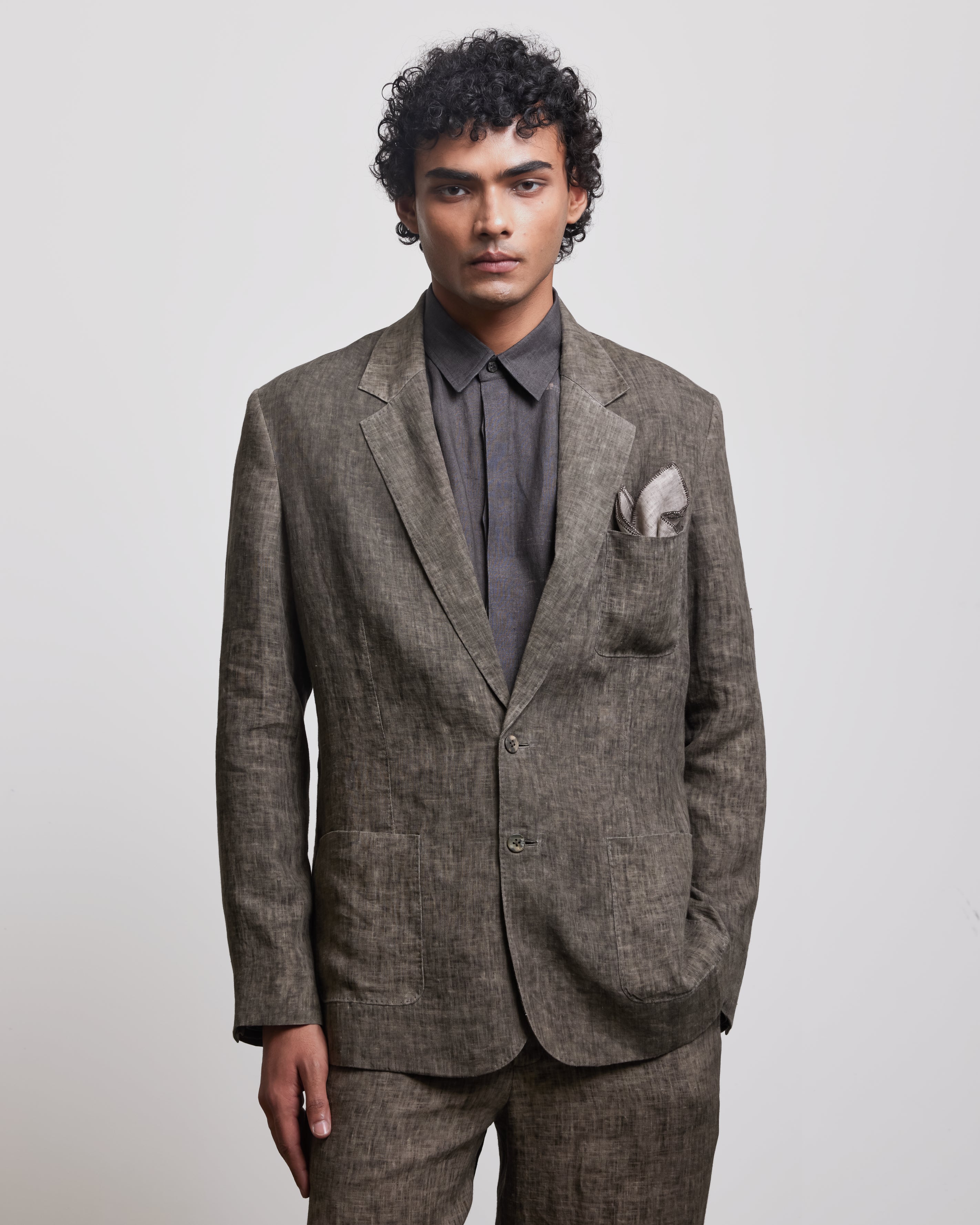 COUNTRYMADE Jackets STONE BROWN SINGLE BREASTED BLAZER blazer en lin
