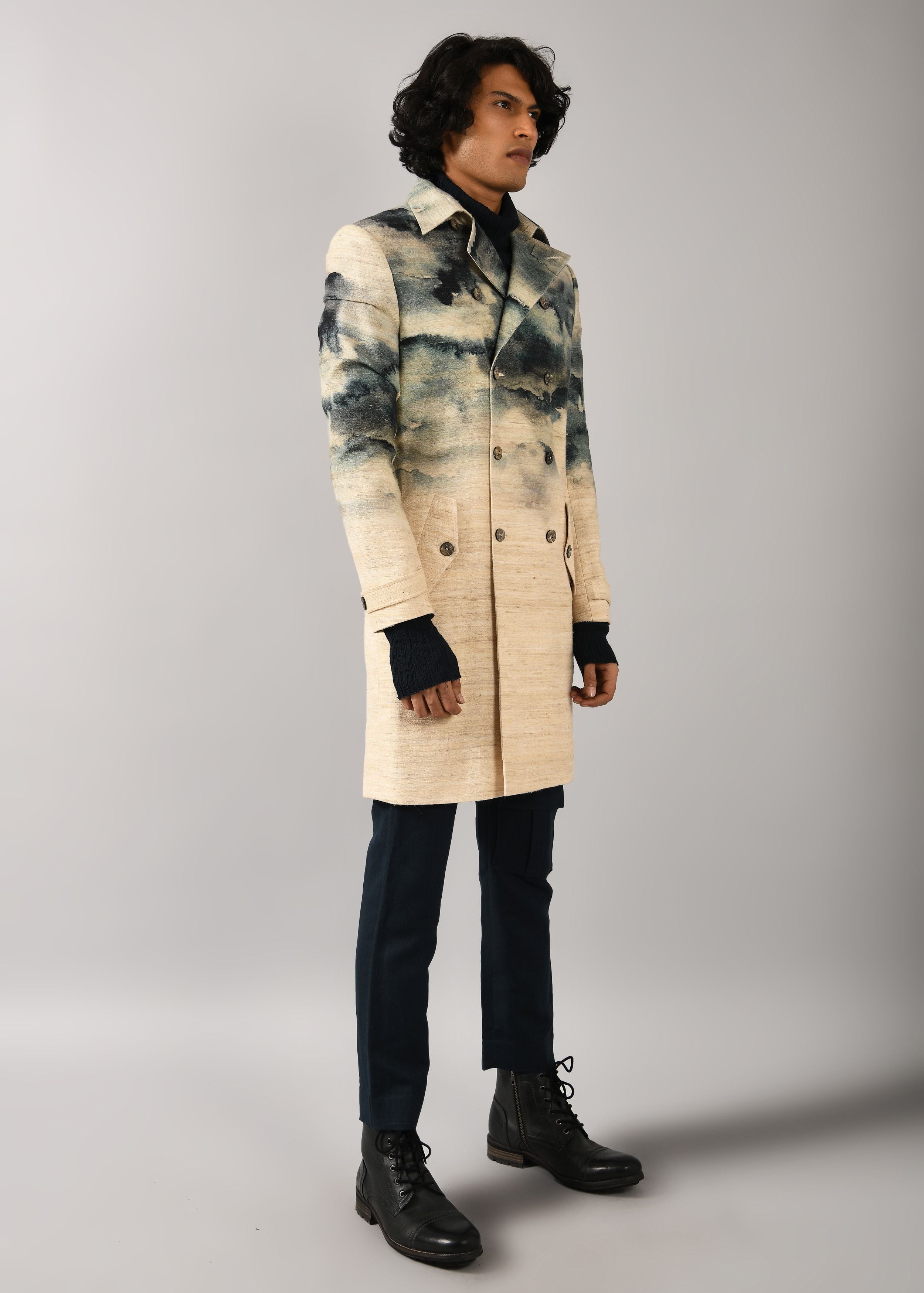 COUNTRYMADE Jackets Camo-Clouds Trench Coat trench en soie artisanale