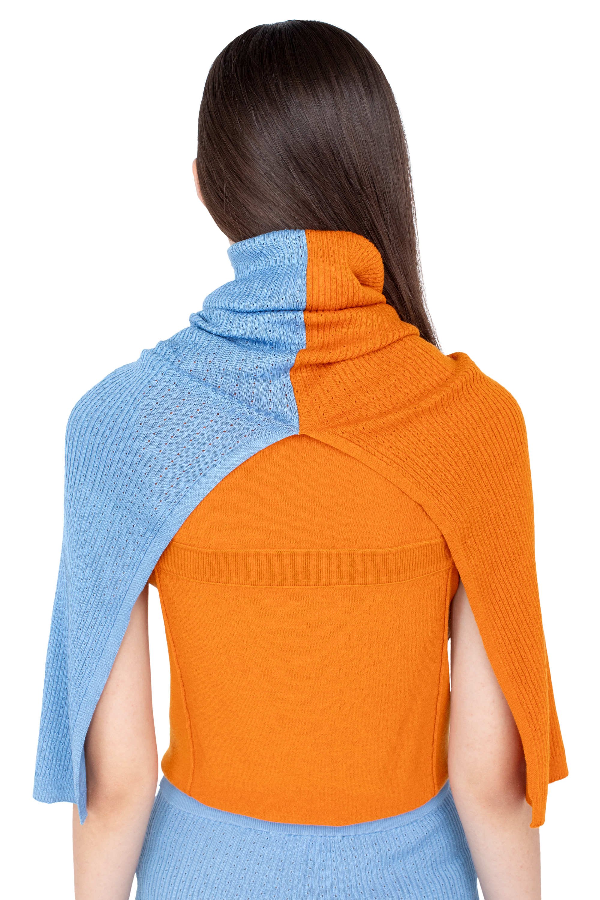 Kiko Kostadinov Accessories GREBE Scarf écharpe Persimmon Orange Blue Lake multi-usage