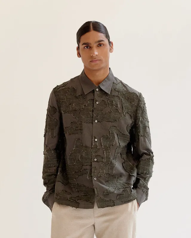 COUNTRYMADE Shirts Eroded Camo Overshirt surchemise lin soie eri