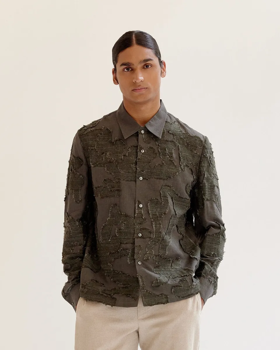 COUNTRYMADE Shirts Eroded Camo Overshirt surchemise lin soie eri