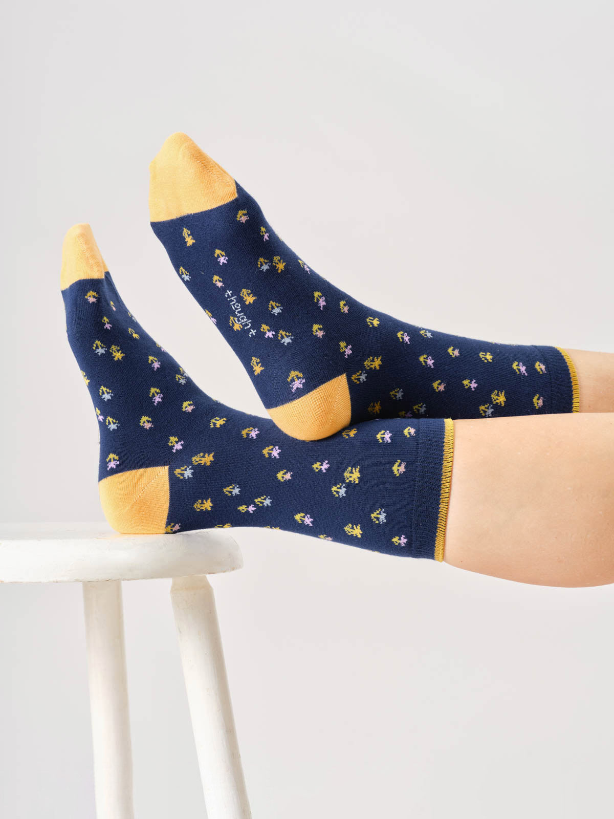 Sourire Multicolore Chaussettes femme coffret 4 paires motifs étoiles cœurs fleurs bambou