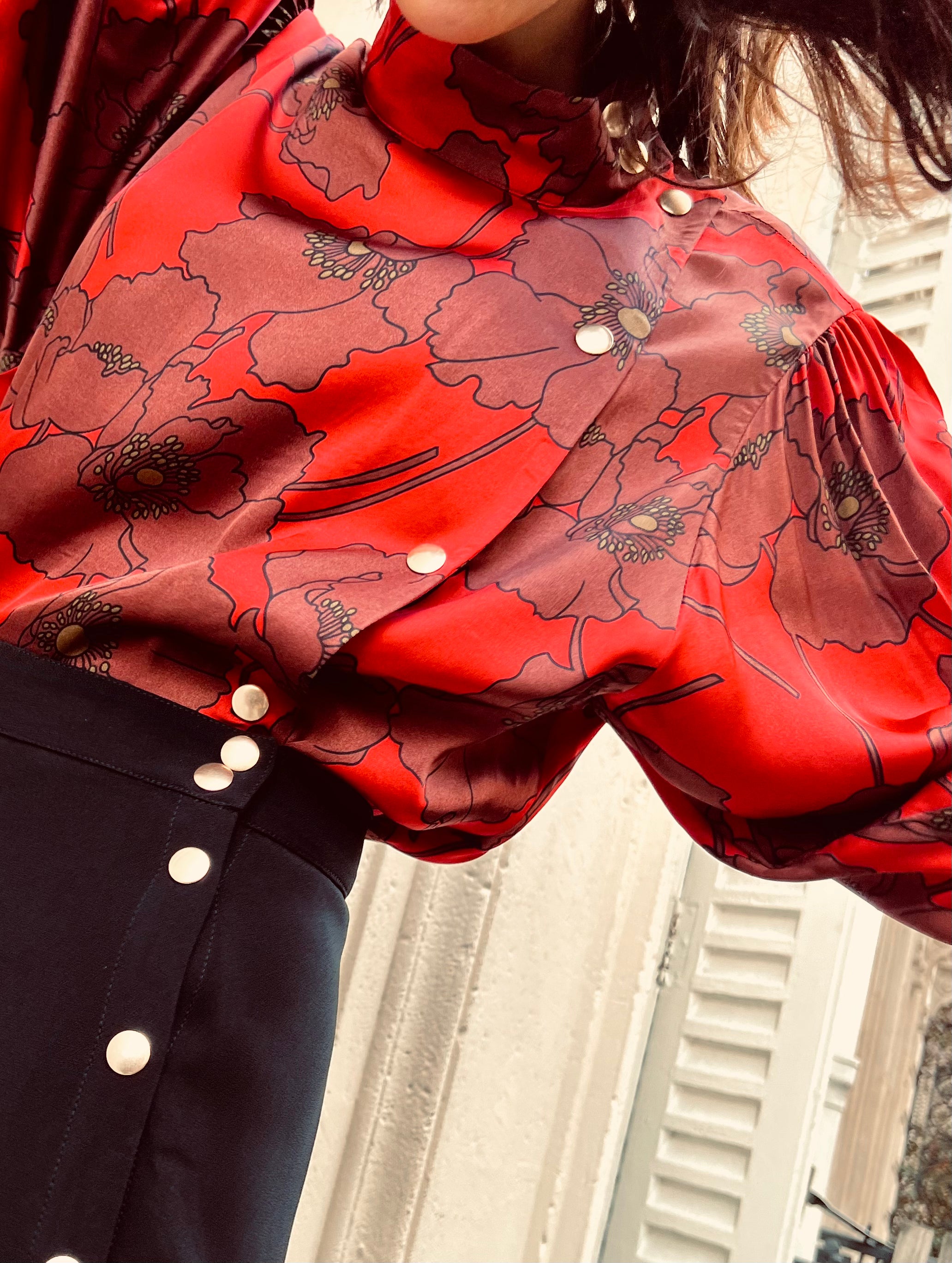 PANTRUCHE Chemises Blouse DJANGO Flowers blouse rouge viscose