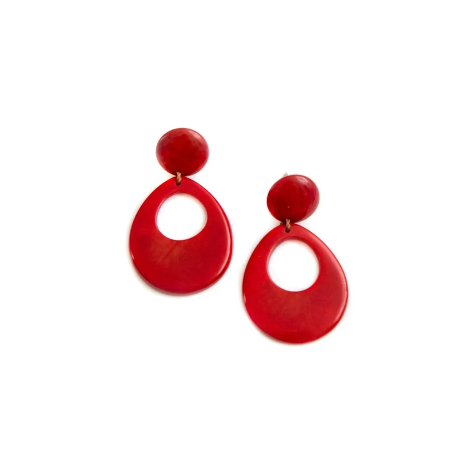 Sourire Multicolore Boucles d’oreilles Mimi en ivoire végétal rouge