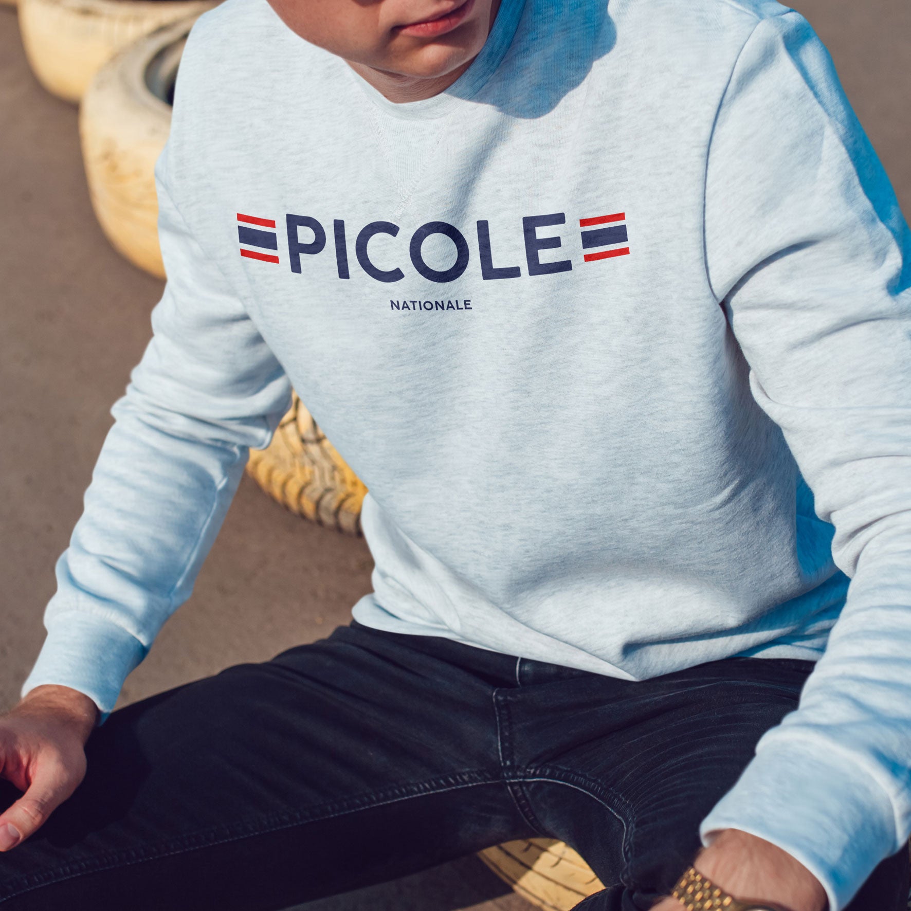 Juste Un T-shirt Sweats Imprimés Picole nationale sweat gris chiné apéro