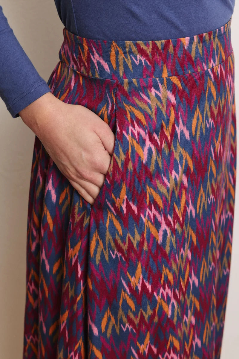 Sourire Multicolore Jupes jupe Cadiiz midi ikat en twill Ecovero rose
