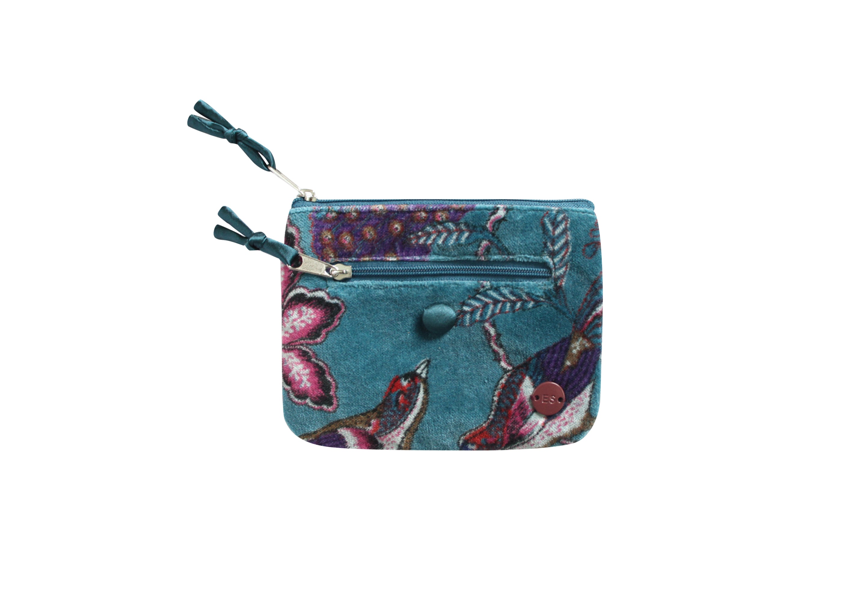 Sacs et pochettes Botanical pochette en velours imprimé turquoise