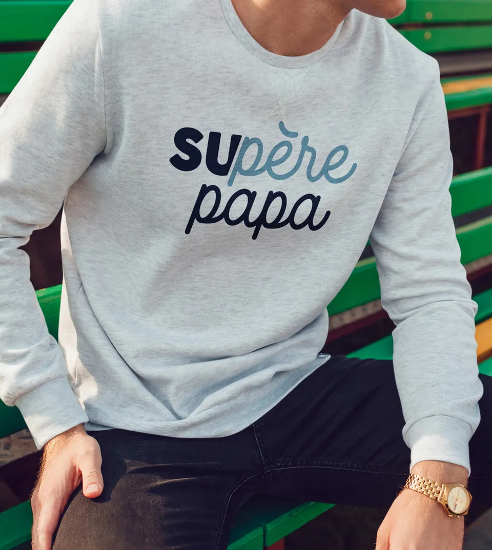 Juste Un T-shirt Sweats Imprimés SuPère Papa sweat bleu marine humour