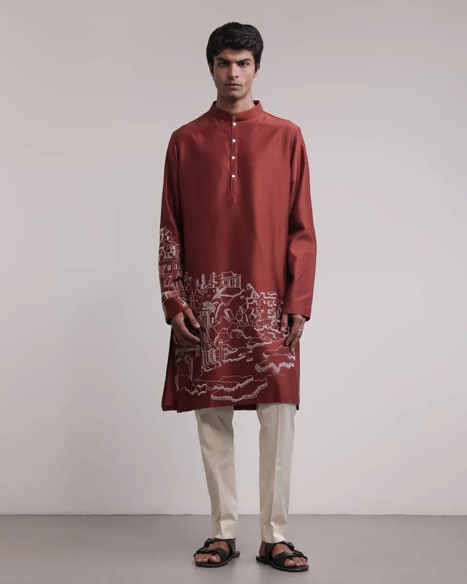 COUNTRYMADE Kurtas Ruined City Kurta Set ensemble kurta brodé rouille