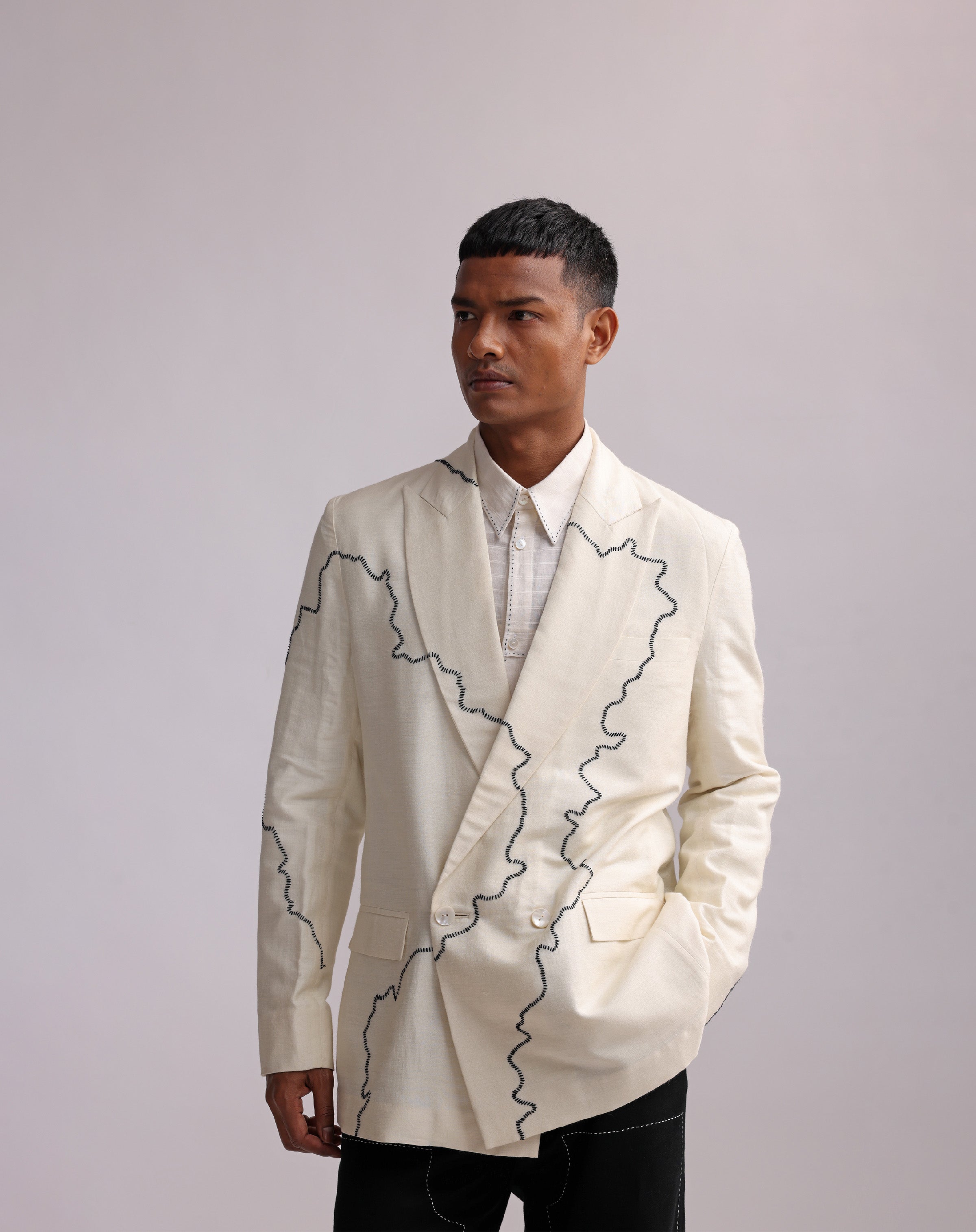 COUNTRYMADE Jackets Harbour Contour Lines Double Breasted Blazer blazer brodé