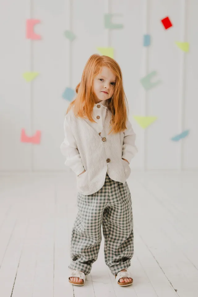 Laumė linen Kids Clothing KAUKAS gilet enfant en lin 100 %