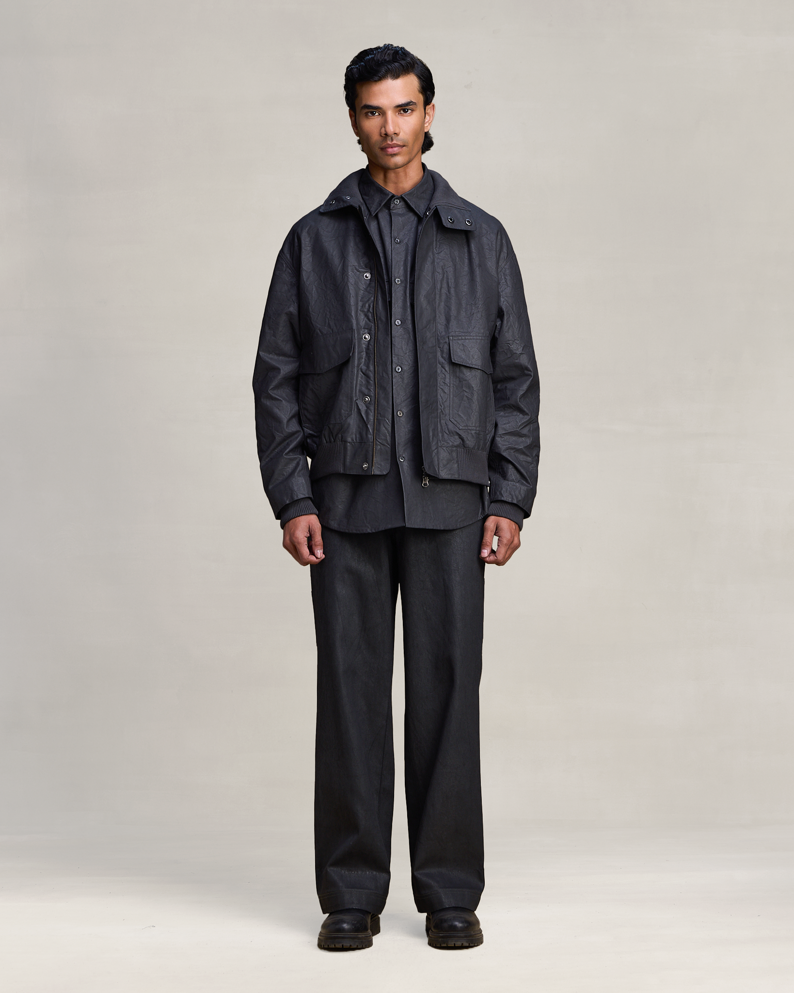 COUNTRYMADE Jackets CRINKLE COATED FLIGHT BOMBER bomber coton enduit