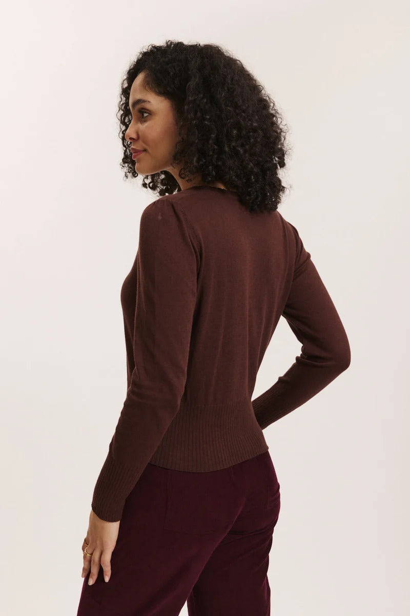 Sourire Multicolore Gilets Cardigan Linaa cardigan chocolat en coton bio
