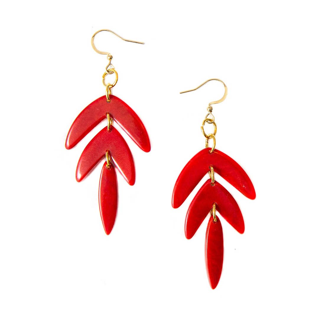 Sourire Multicolore Boucles d'oreilles Lana boucles rouges en ivoire végétal