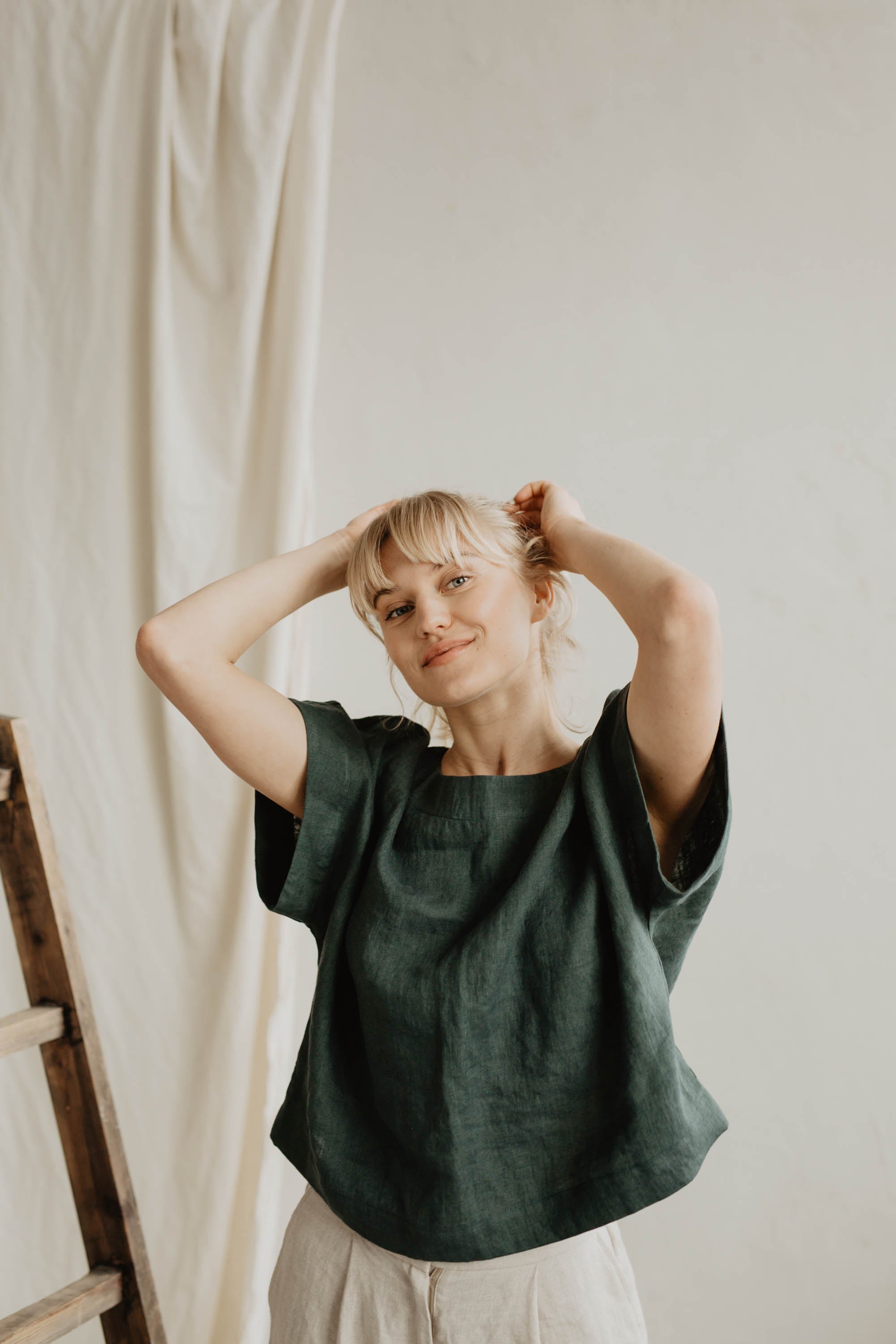 Laumė linen Linen Tops Vytė top en lin blanc crème