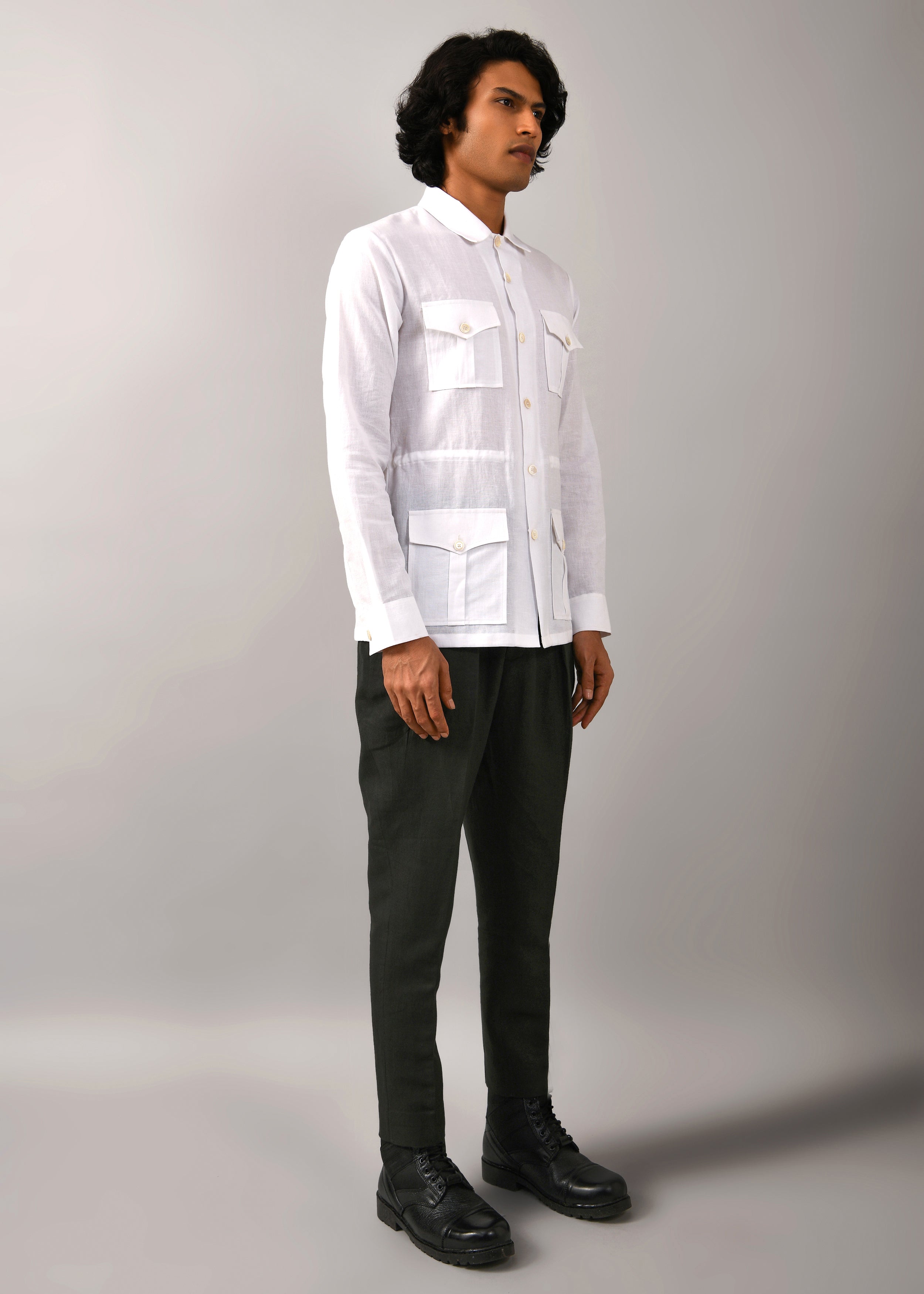 COUNTRYMADE Shirts Classic Safari Shirt chemise blanche coton lin