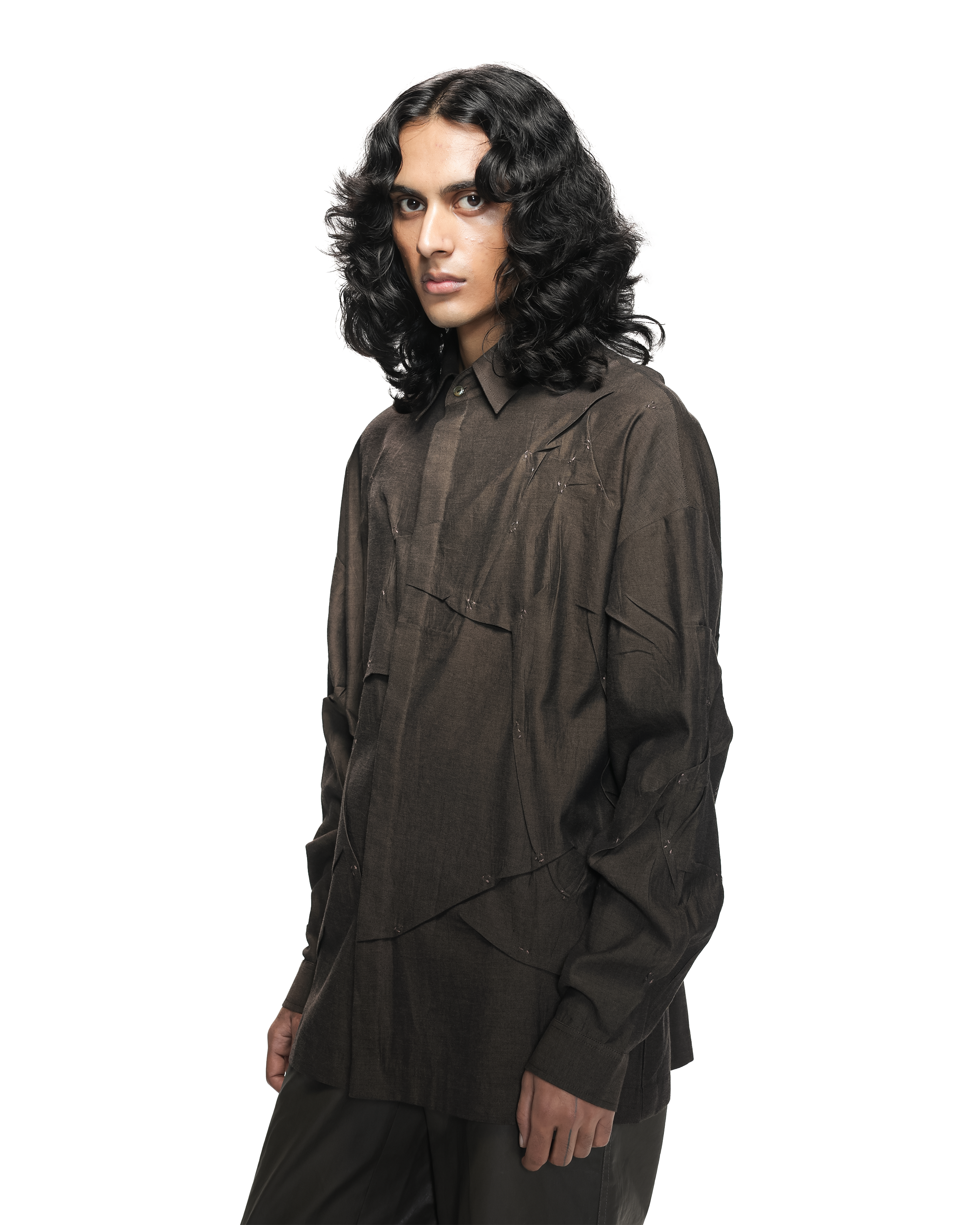COUNTRYMADE Shirts Deformed Hand Tuck Embroidered Shirt chemise en coton brodé