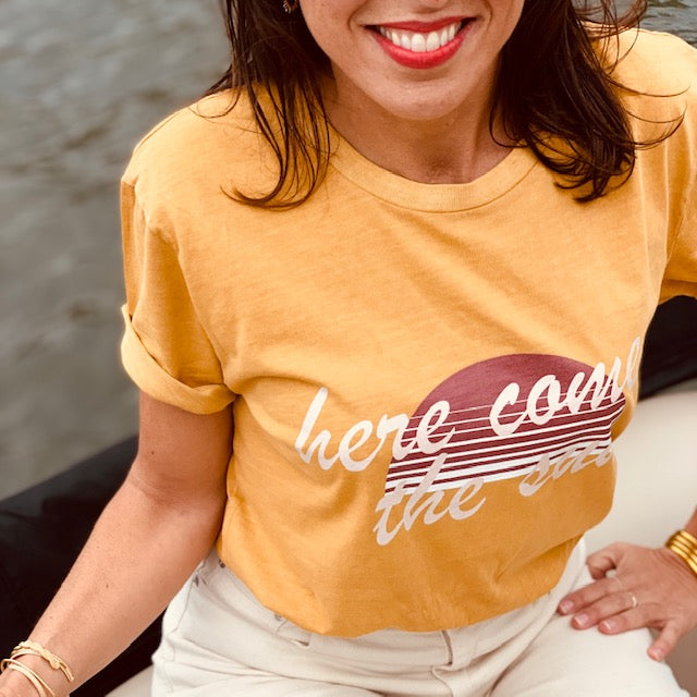 PANTRUCHE T-shirts Here comes the sun T-shirt curry coton bio