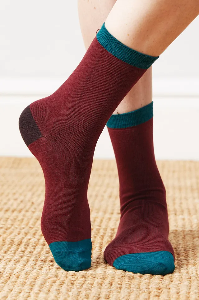 Nomads Clothing Chaussettes femme chaussettes unies raisin turquoise coton bio