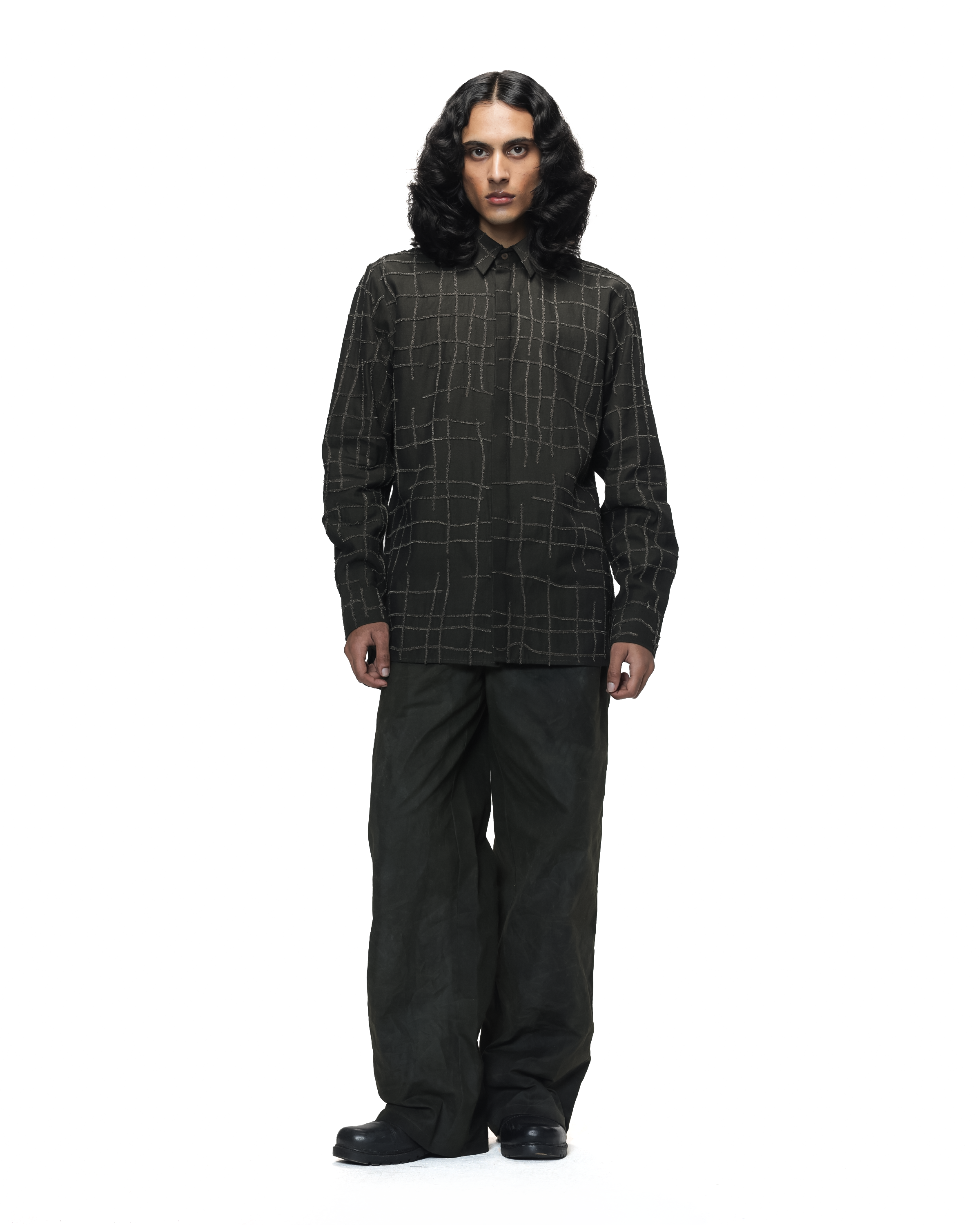 COUNTRYMADE Shirts Broken Plaid Brown Shirt chemise marron brodée