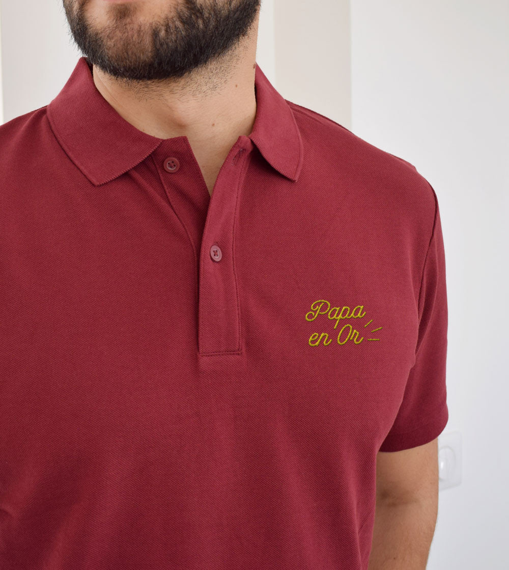 Juste Un T-shirt Polos Papa en Or polo brodé