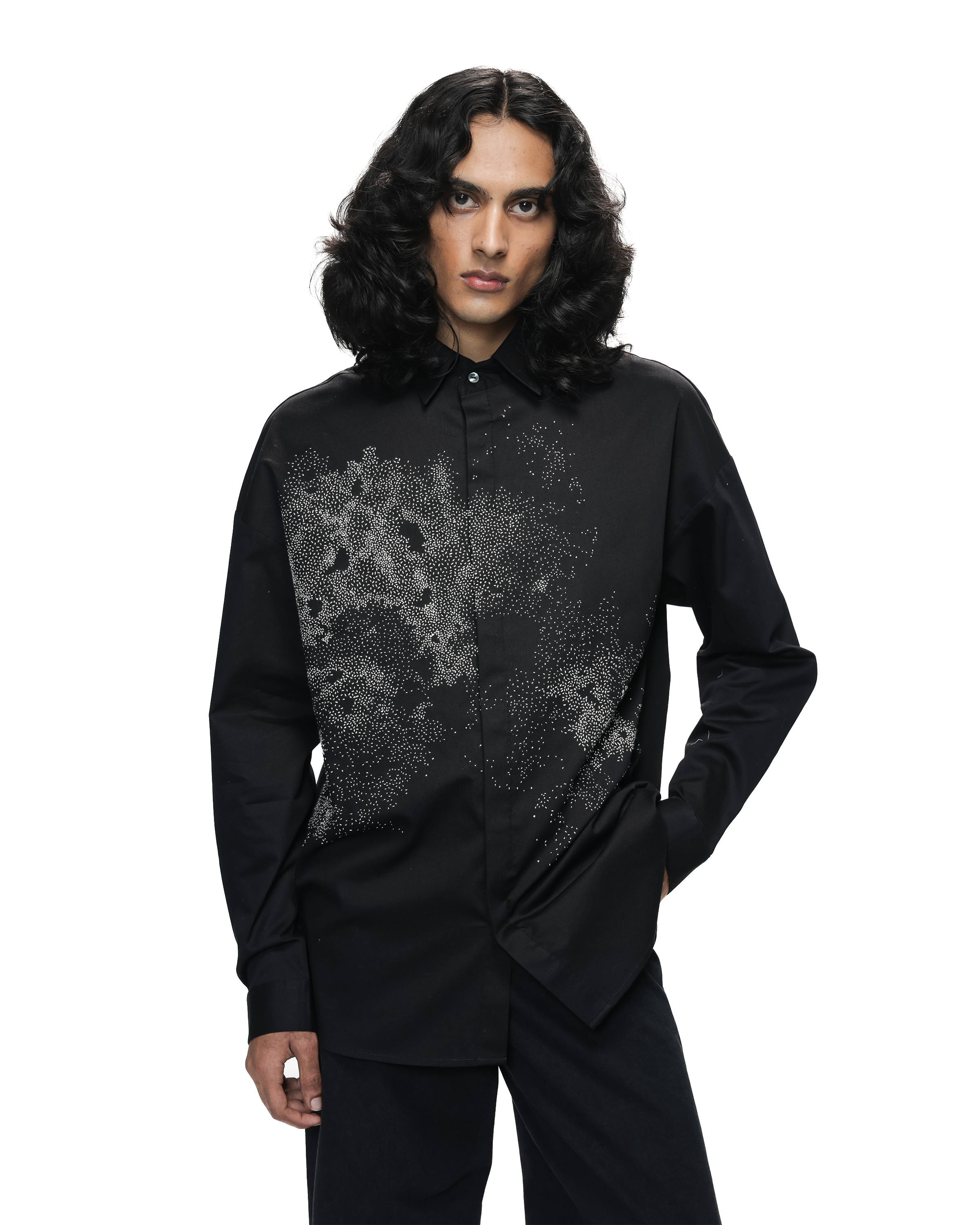 COUNTRYMADE Shirts Scattered Stitches Drop-Shoulder Shirt en coton sergé