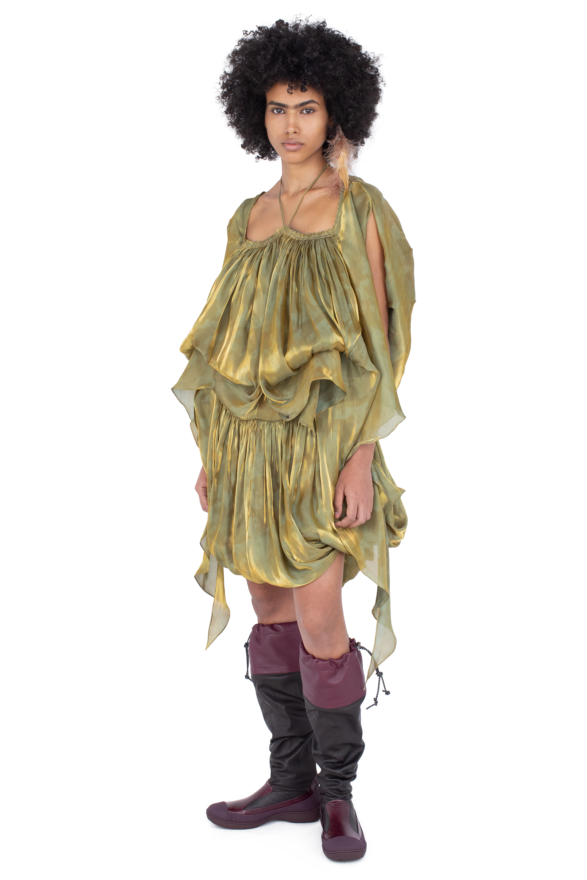 Kiko Kostadinov Dresses KESTREL Dress robe Gold Brush satin métallisé