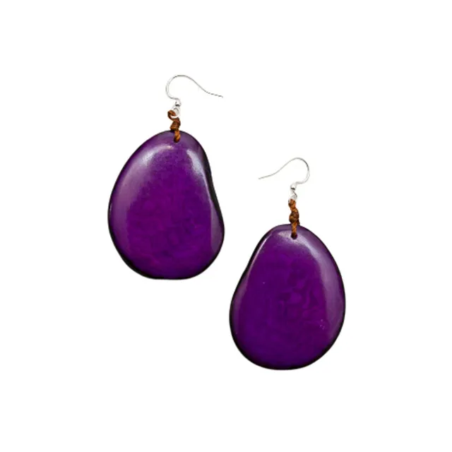 Boucles d'oreilles pétales en ivoire végétal violet