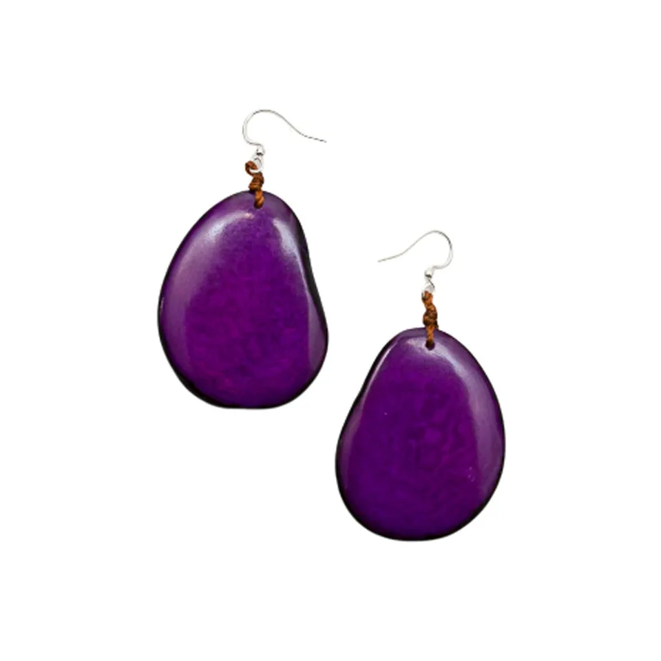 Boucles d'oreilles pétales en ivoire végétal violet