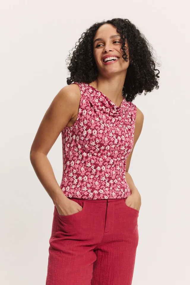 Sourire Multicolore Tops Peeggy top rouge XS–L coton bio