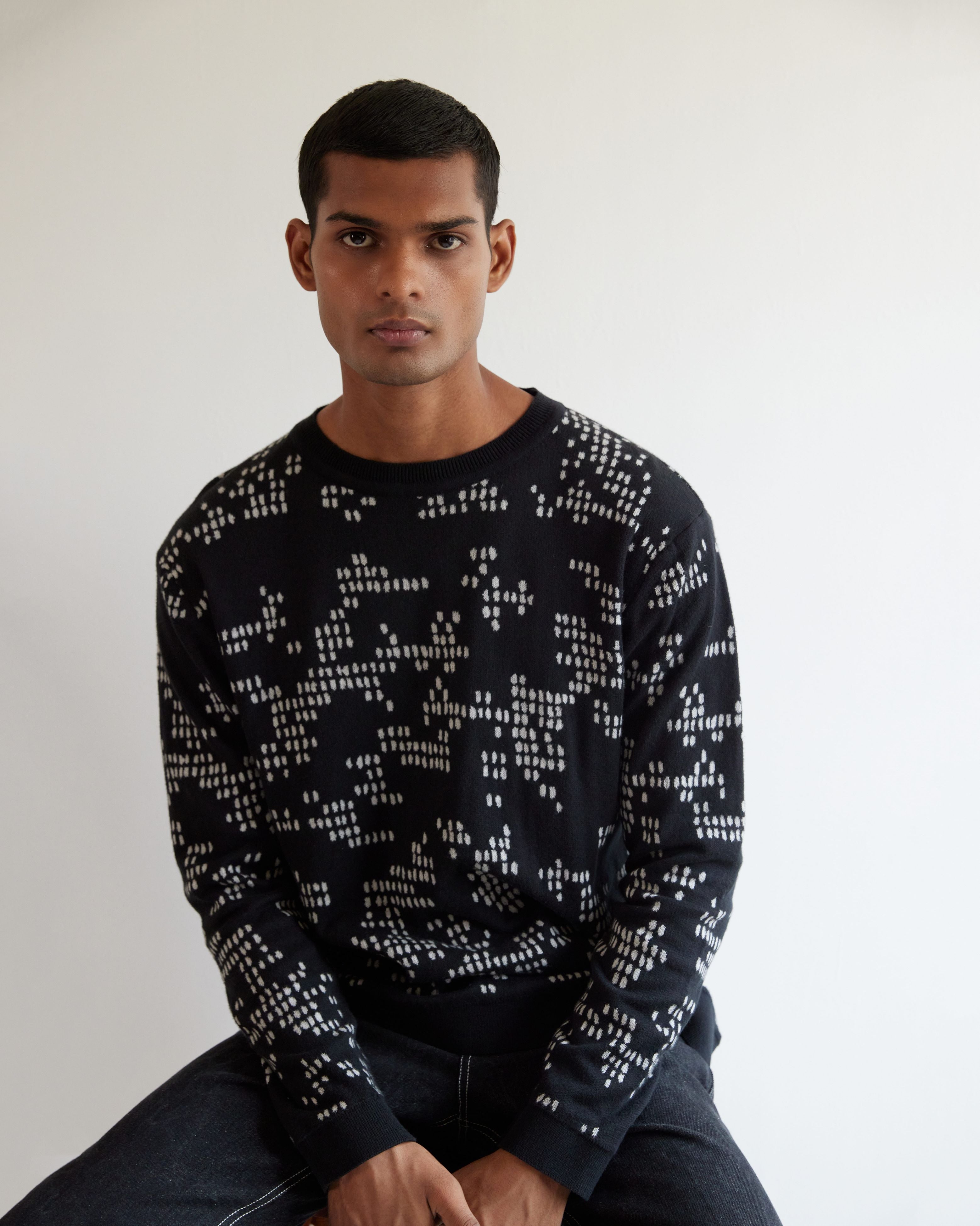 COUNTRYMADE Accessories Camo Dash Jacquard Sweater pull jacquard coton noir