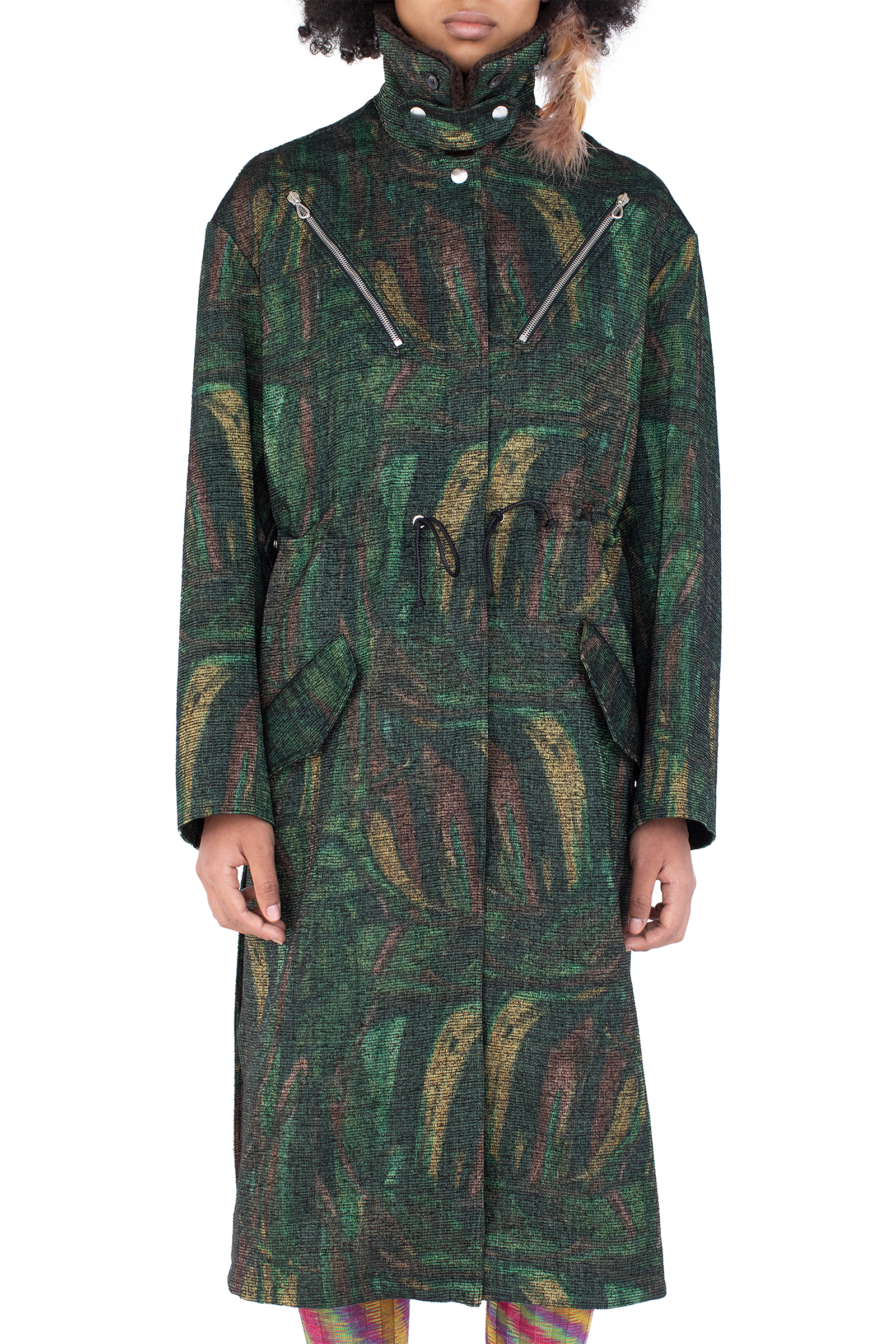 Kiko Kostadinov Outerwear OSPREY manteau imprimé plumes, taille réglable