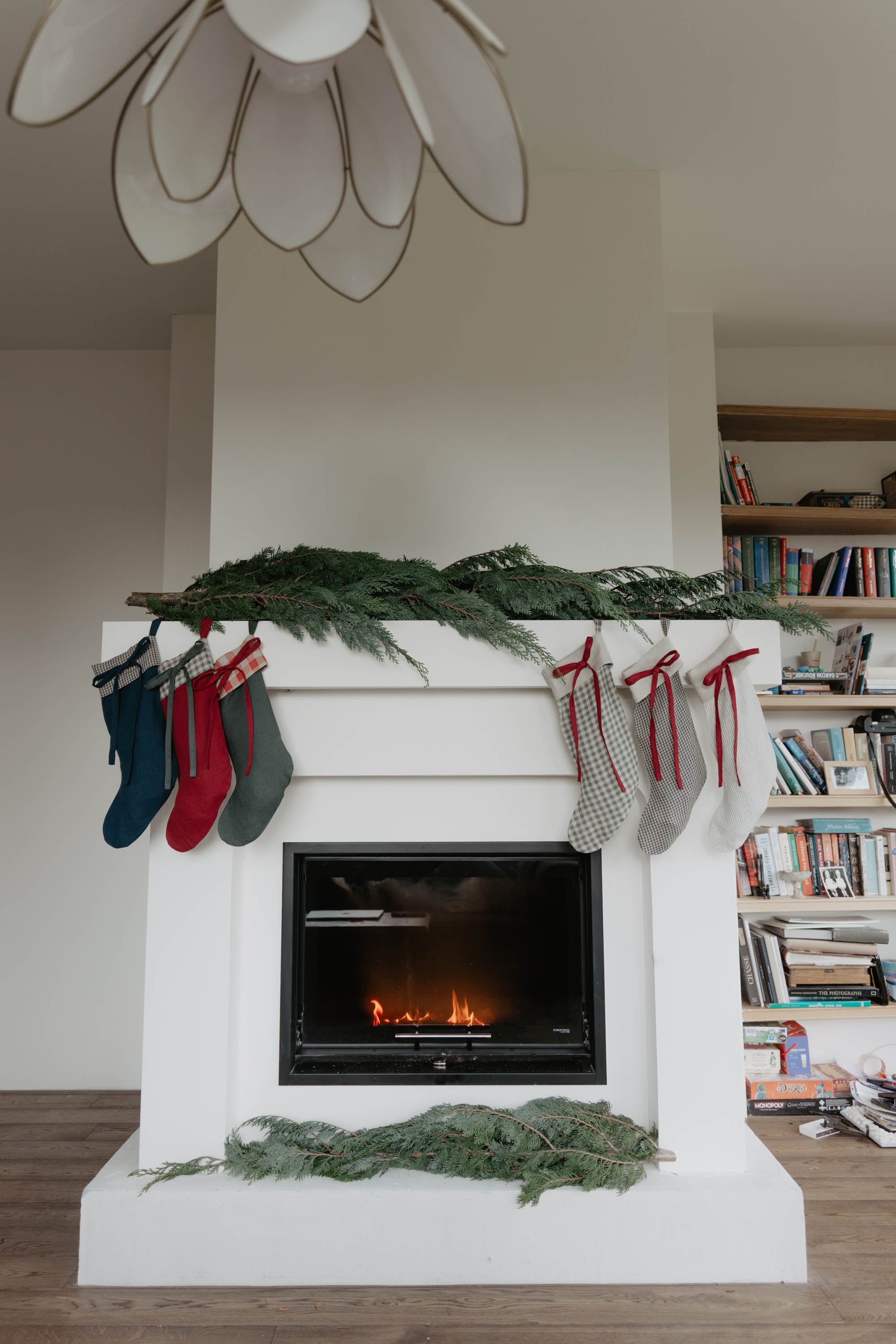 Laumė linen Christmas Linen chaussette de Noël verte, nœud