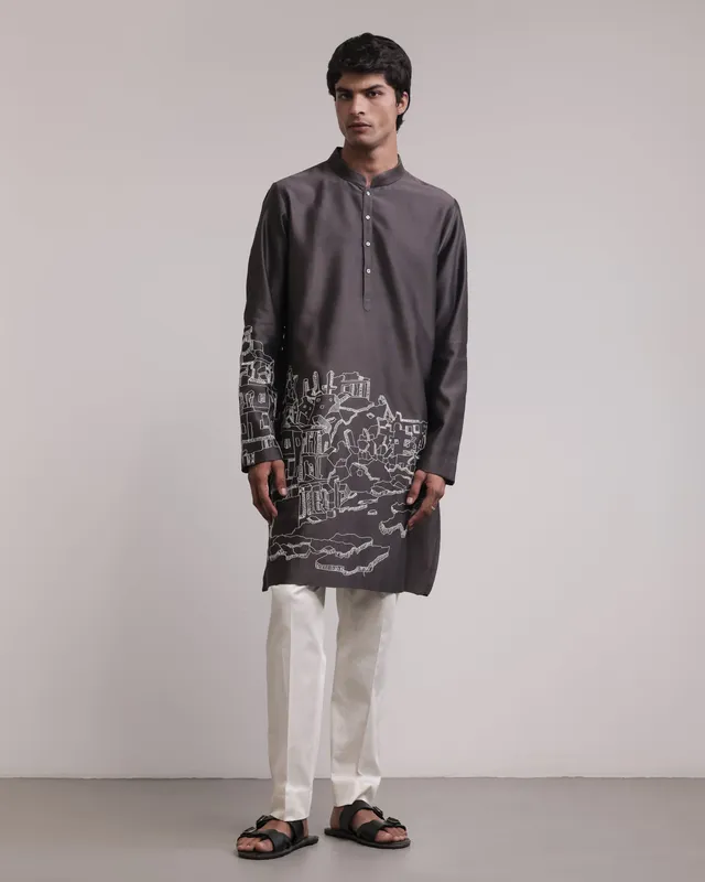 COUNTRYMADE Kurtas Ruined City Kurta Set ensemble brodé en soie