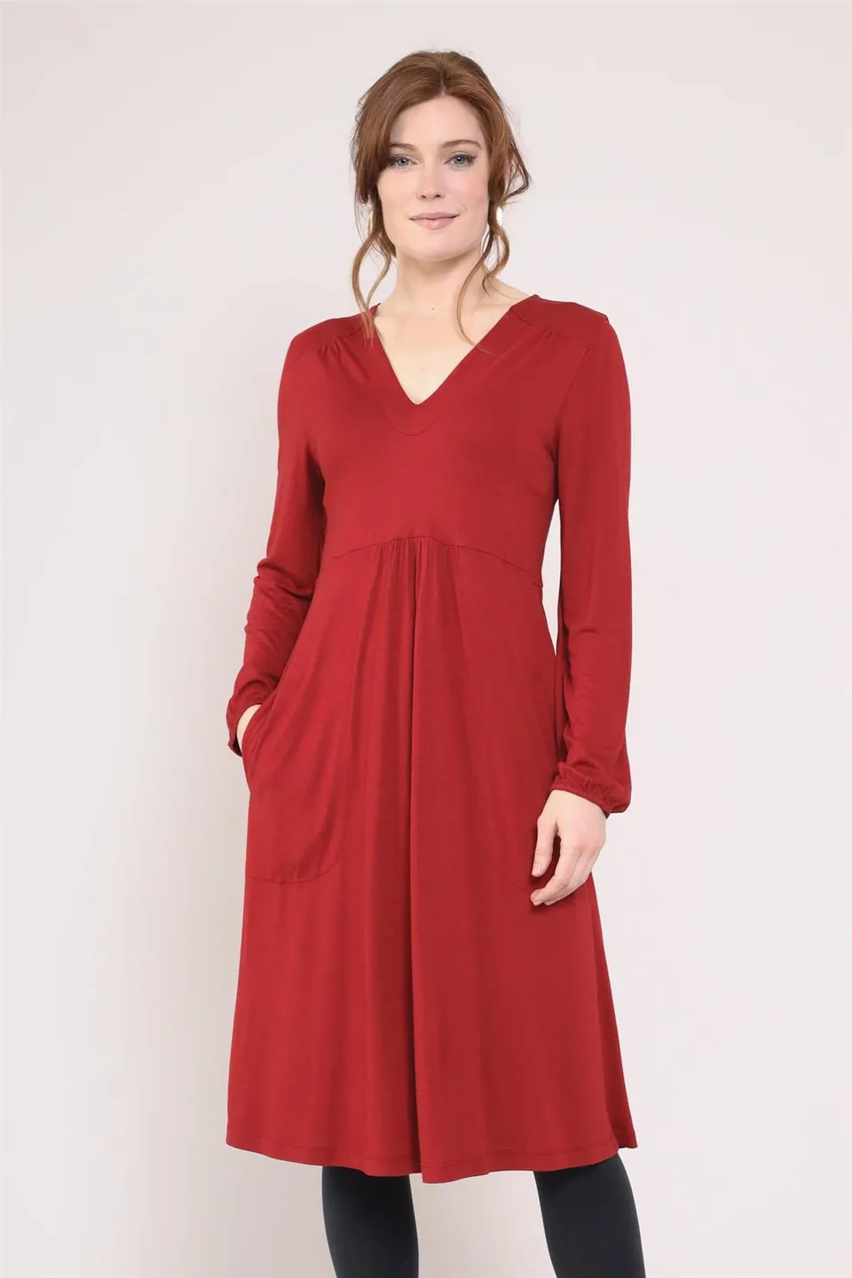 Sourire Multicolore Robes robe rouge jersey Ecovero manches longues